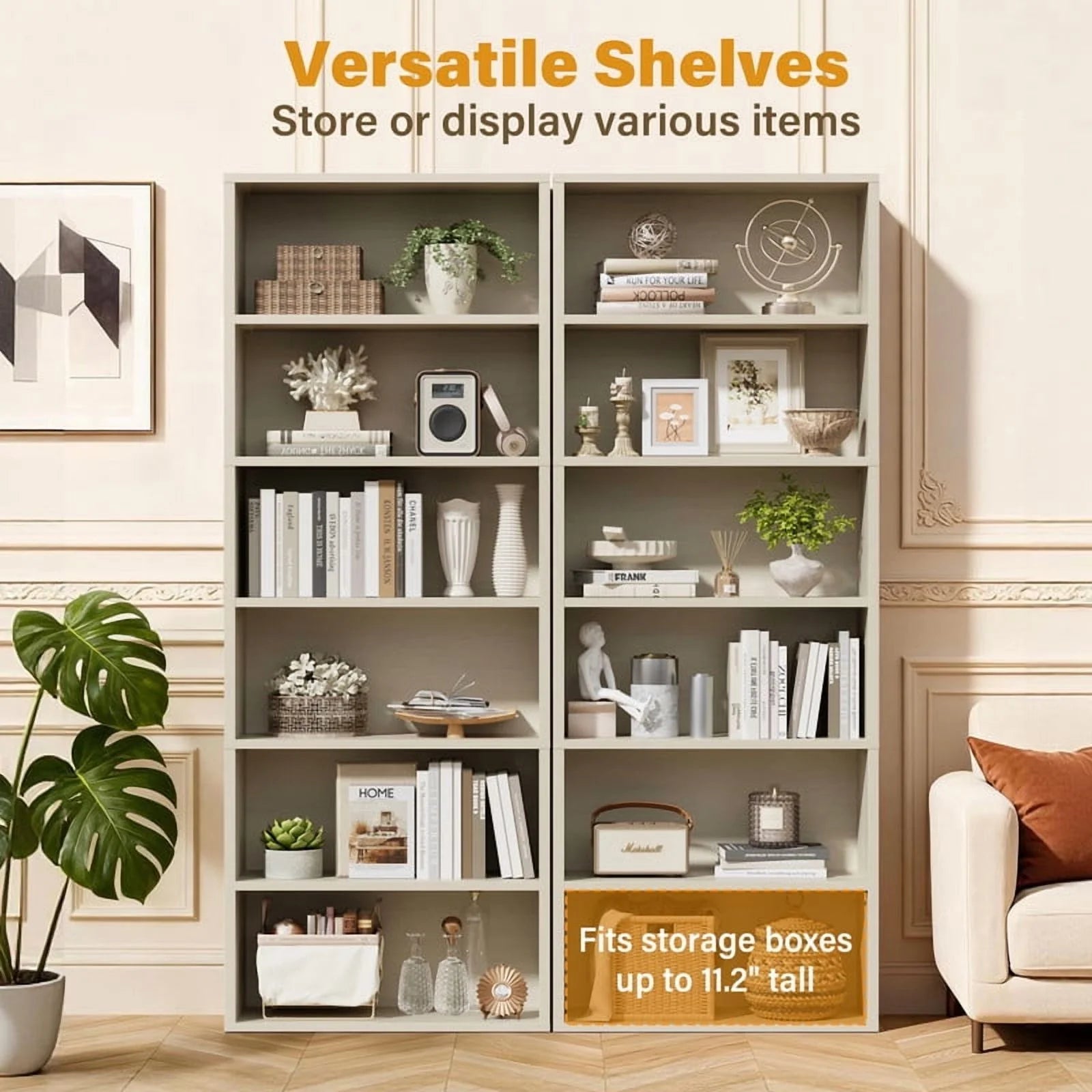 homall-bookcase-b-cherregal-beige-6-f-cher-standregal-holz image 6