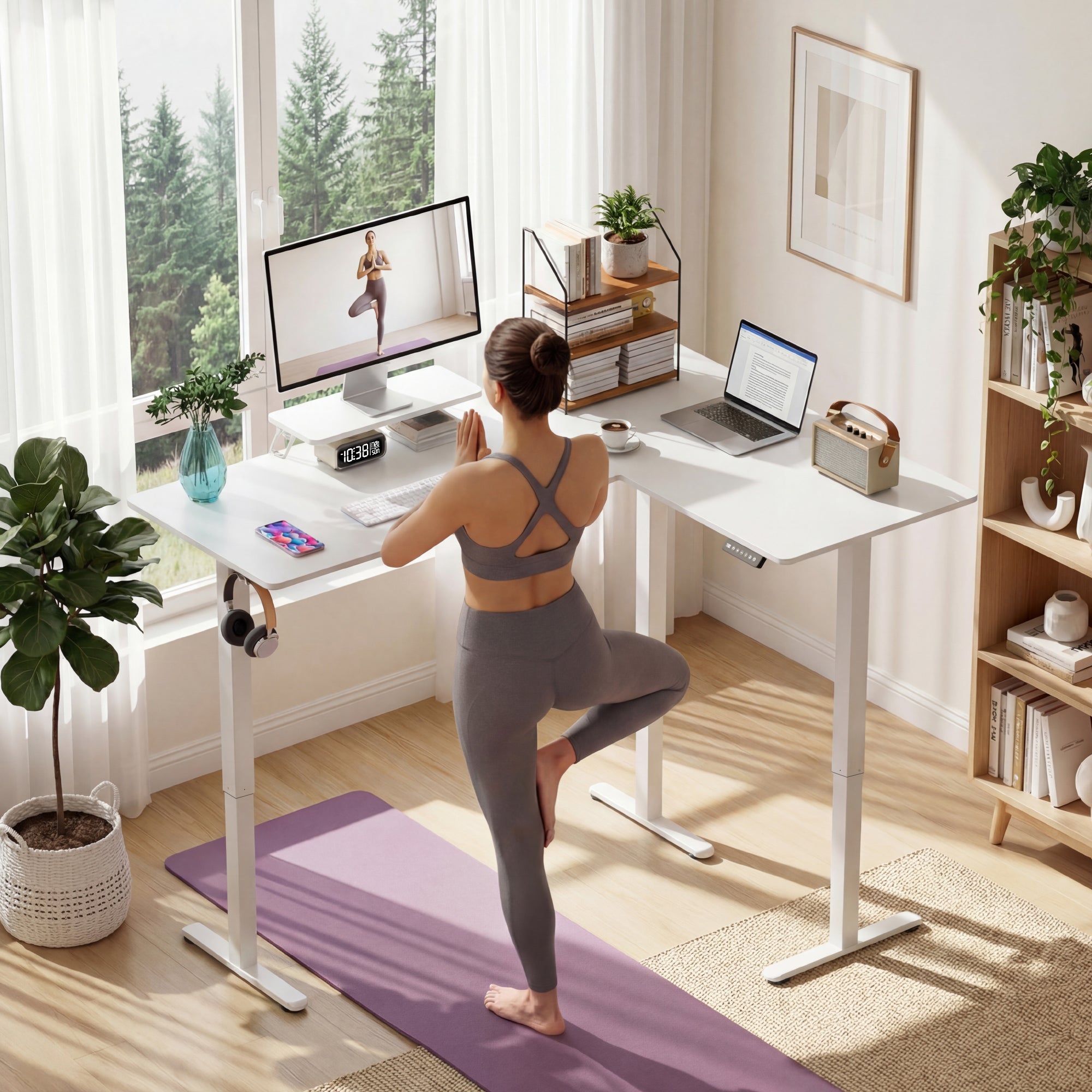 homall-standing-desk-eckschreibtisch-schwarz-h-henverstellbar image 3