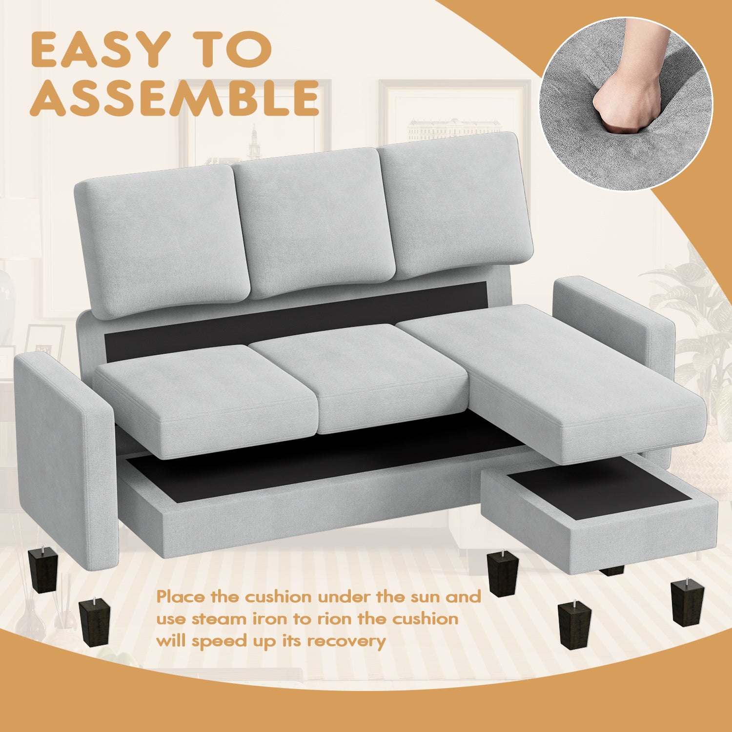 homall-sofa-ecksofa-3-sitzer-couch-l-form-braun-baumwolle image 6