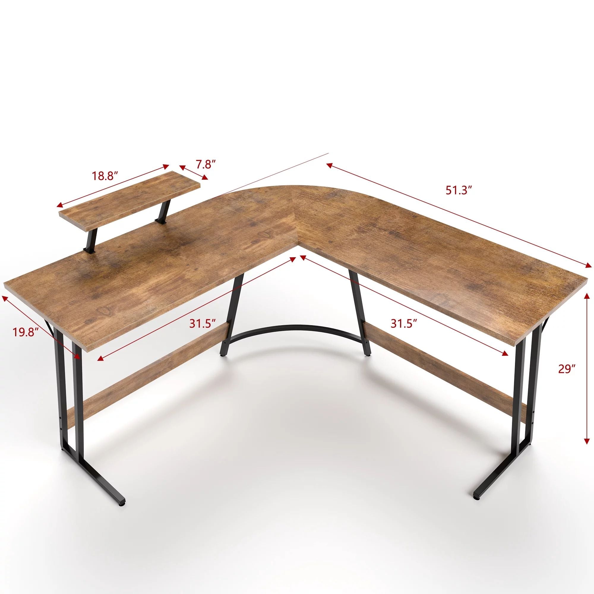 homall-gaming-desk-l-form-schreibtisch-braun-130-cm image 5