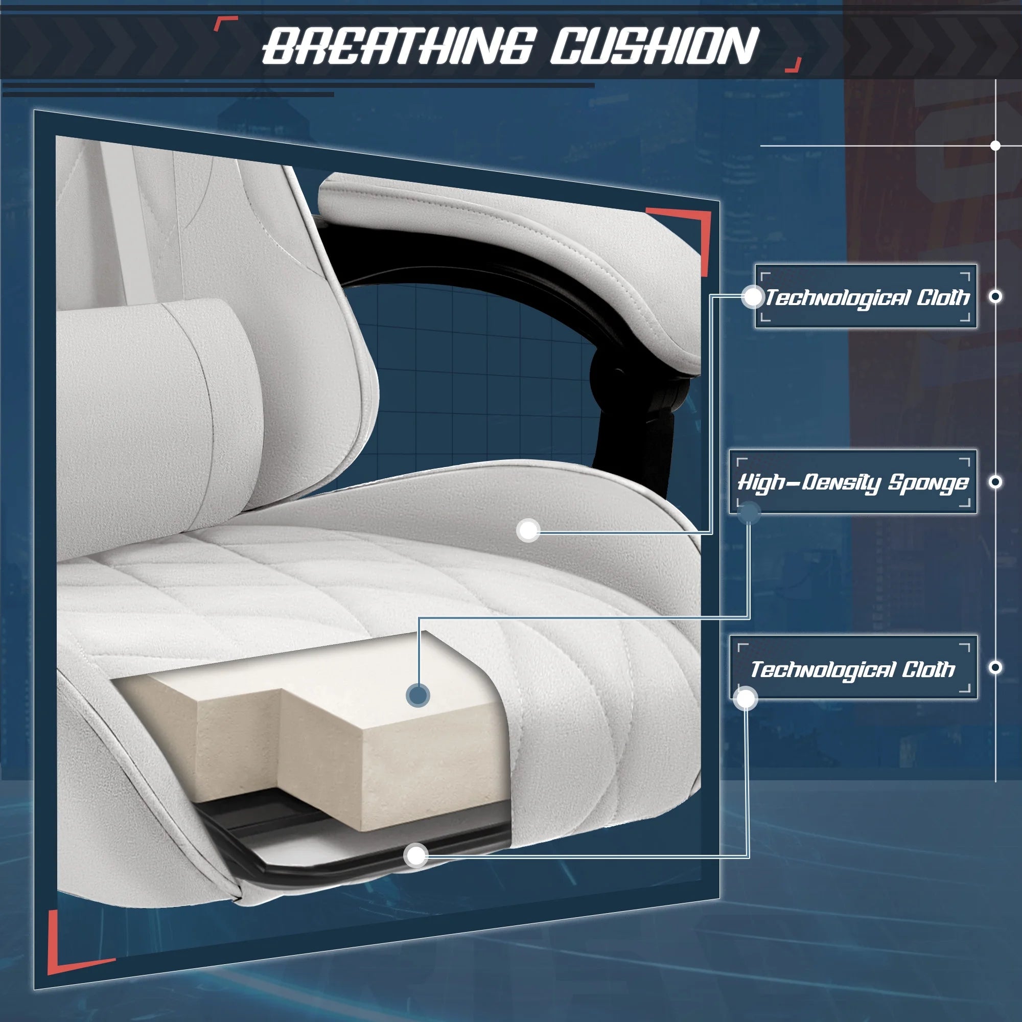 homall-gaming-chair-gaming-stuhl-stoff-gr-n-mit-fu-st-tze-2 image 2
