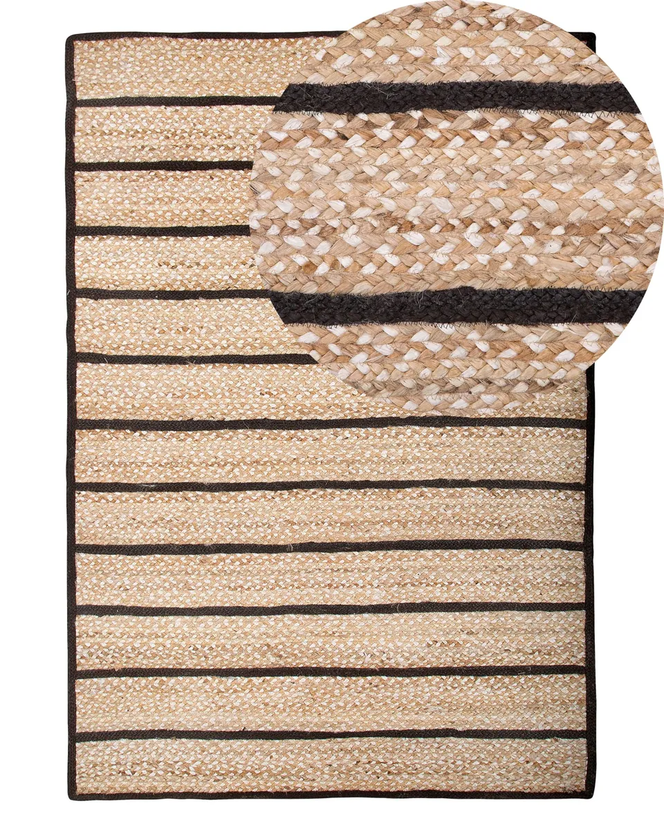 beliani-karadona-teppich-140x200-cm-schwarz-jute image 1