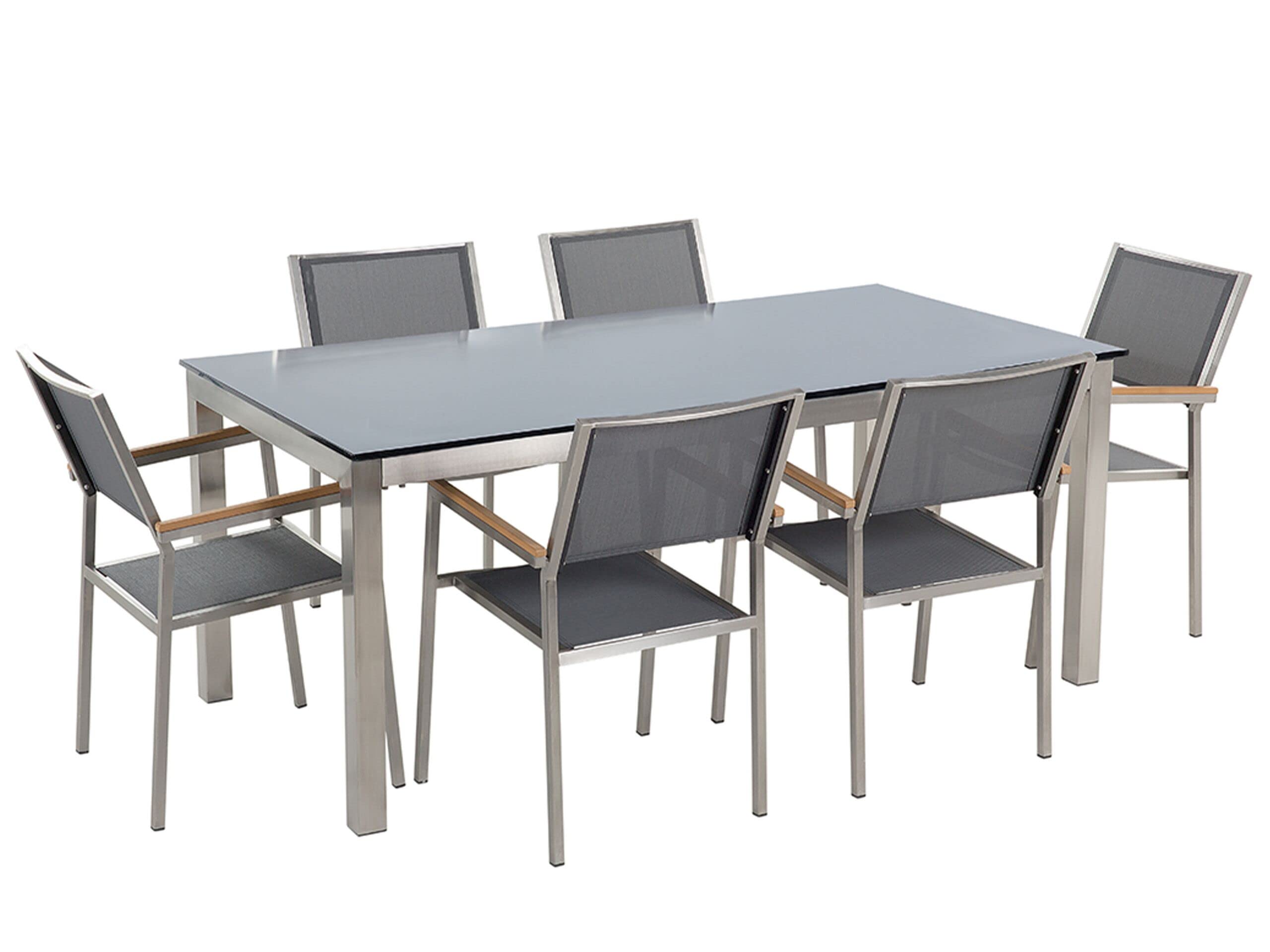beliani-grosseto-gartenm-belset-schwarz-grau-180cm-7-tlg image 1