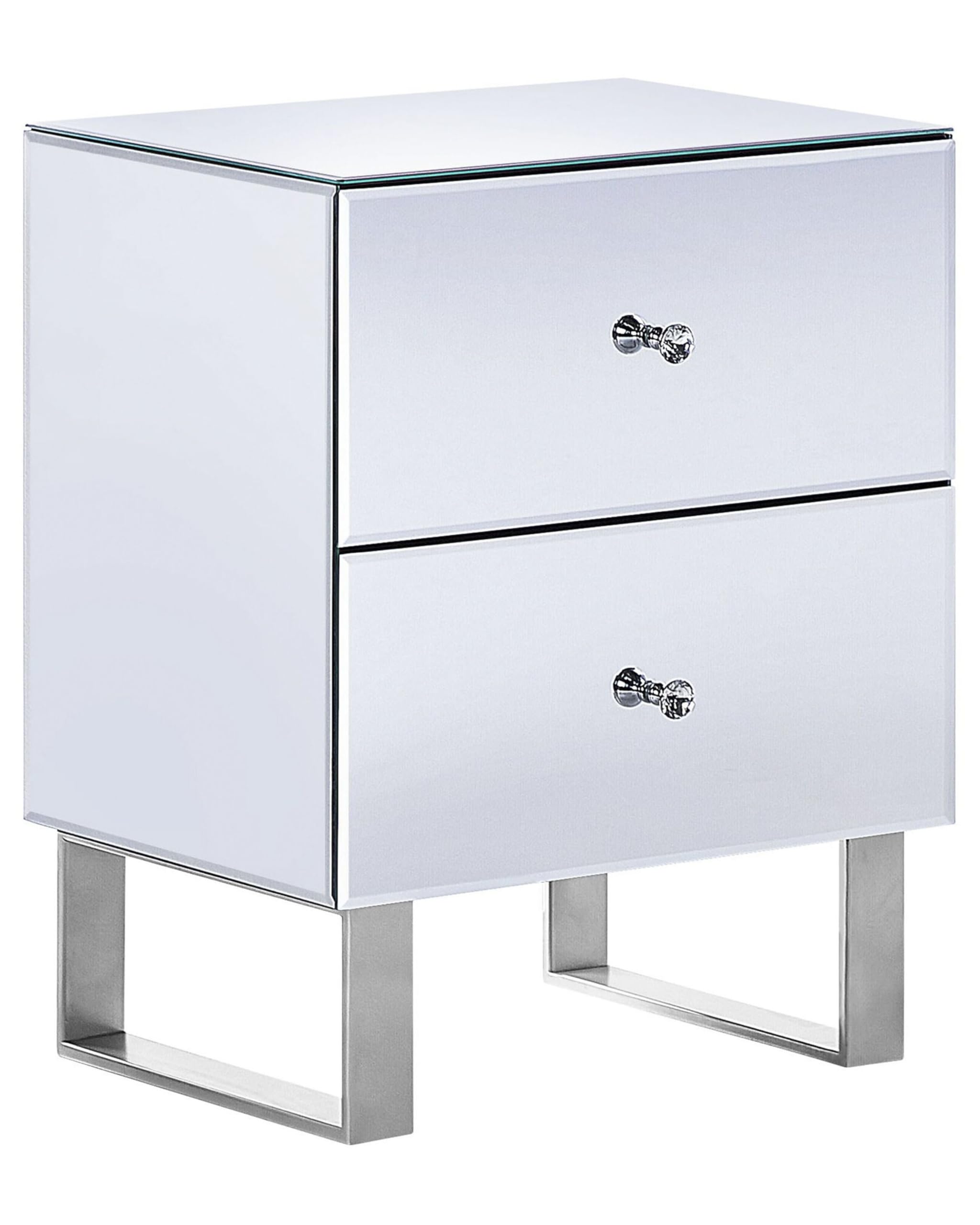 beliani-nesle-nachttisch-spiegeleffekt-silber-2-schubladen image 1