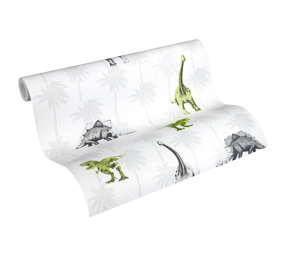 a-s-cr-ation-little-stars-35835-2-vliestapete-dino-grau image 2