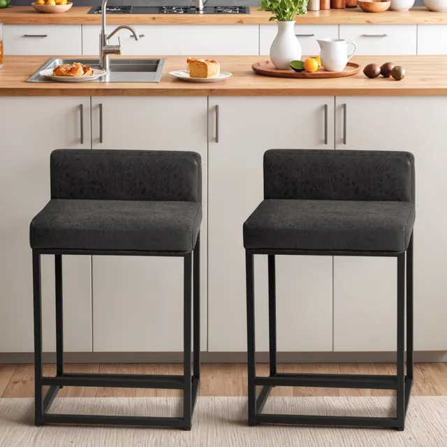 homall-bar-stool-barhocker-2er-set-schwarz-mit-lehne image 1