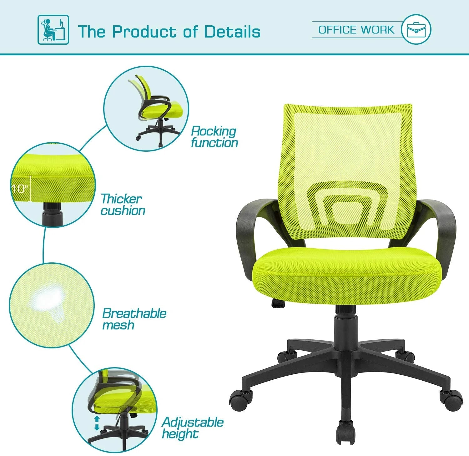 homall-office-mesh-chair-b-rostuhl-gr-n-mit-armlehnen image 3