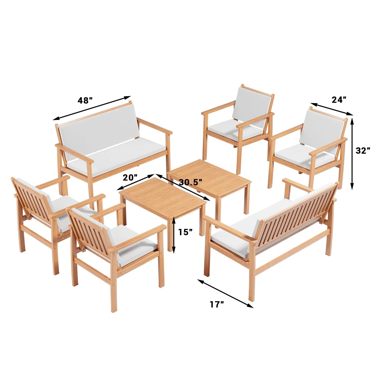 homall-gartenm-bel-set-8-teilig-akazie-lounge-beige image 2