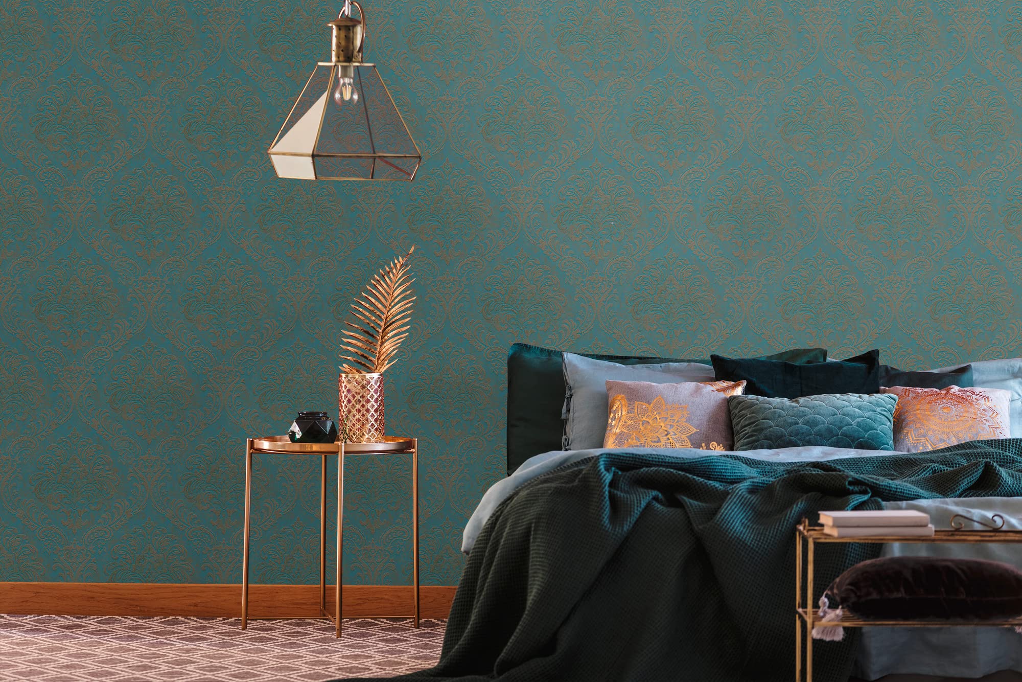 a-s-cr-ation-livingwalls-vliestapete-petrol-gold-ornament image 7