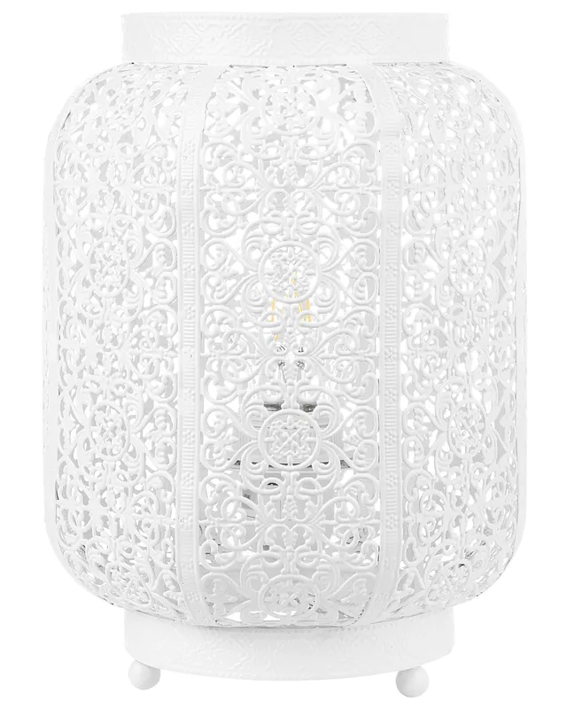 beliani-somes-tischleuchte-wei-metall-27-cm-laterne image 1