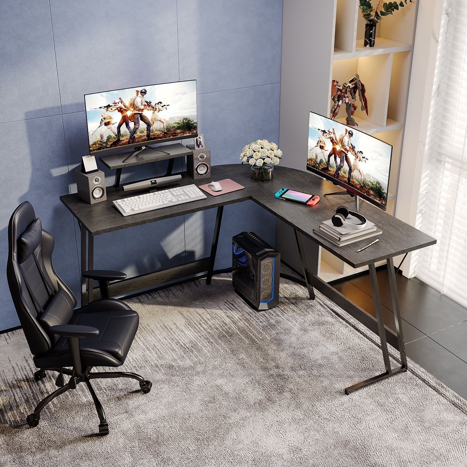 homall-gaming-desk-l-form-eckschreibtisch-schwarz-51-zoll image 6