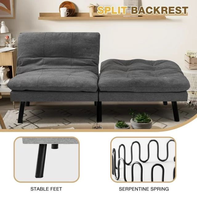 homall-sofa-schlafsofa-verstellbar-dunkelgrau-memory-schaum image 3