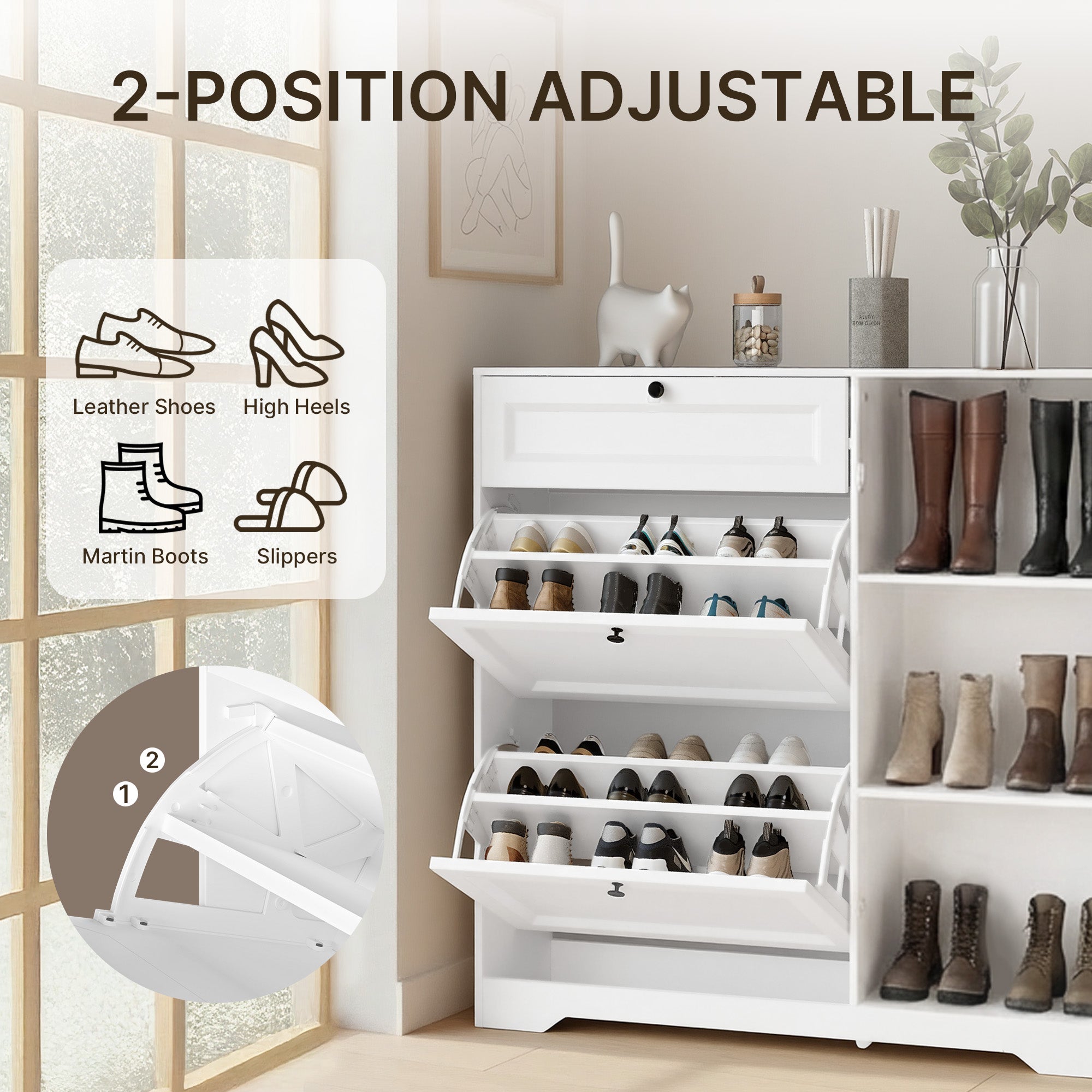 bealife-fs60-schuhschrank-wei-100x30x102-mit-schublade image 4