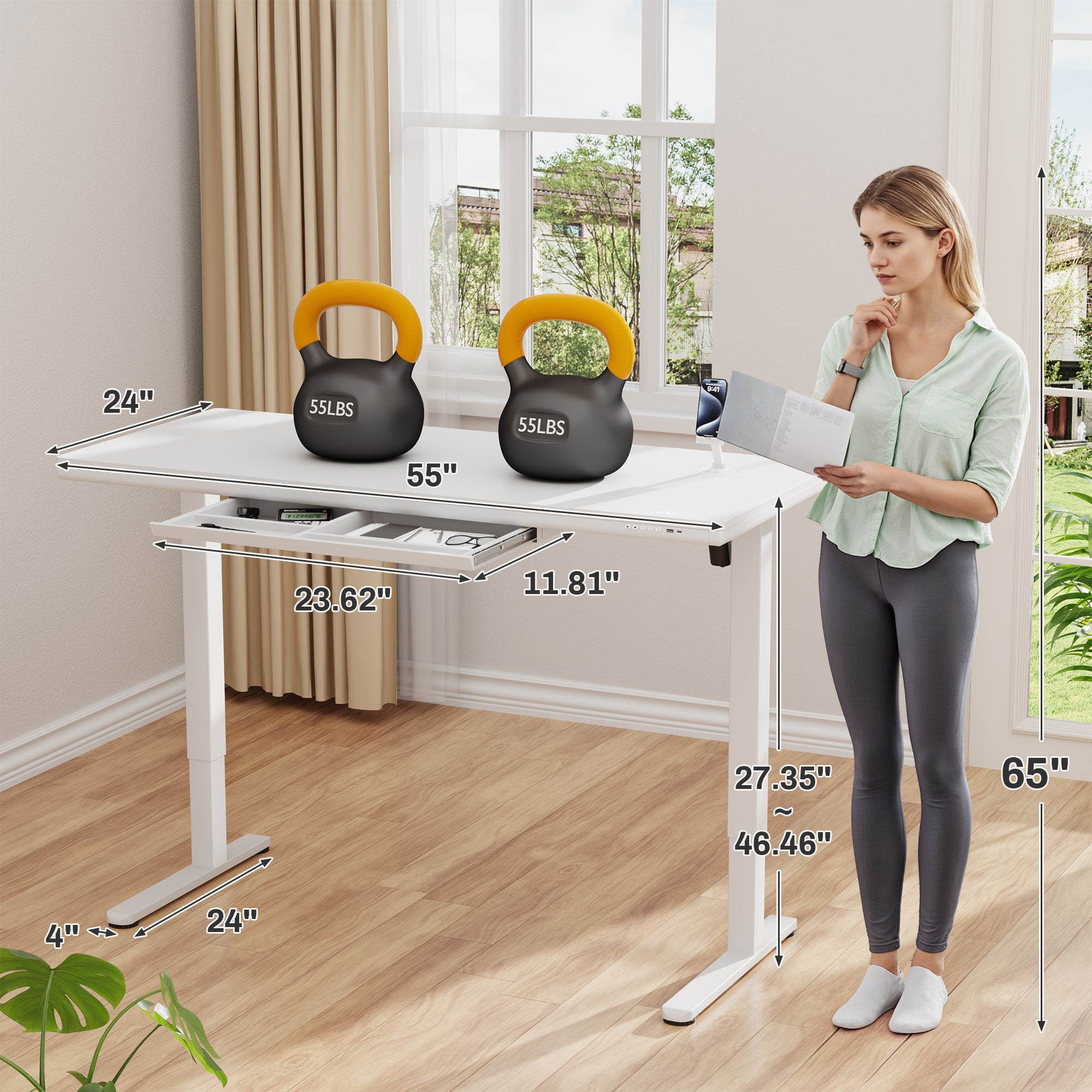 homall-standing-desk-schreibtisch-122cm-beige-h-henverstellbar image 3
