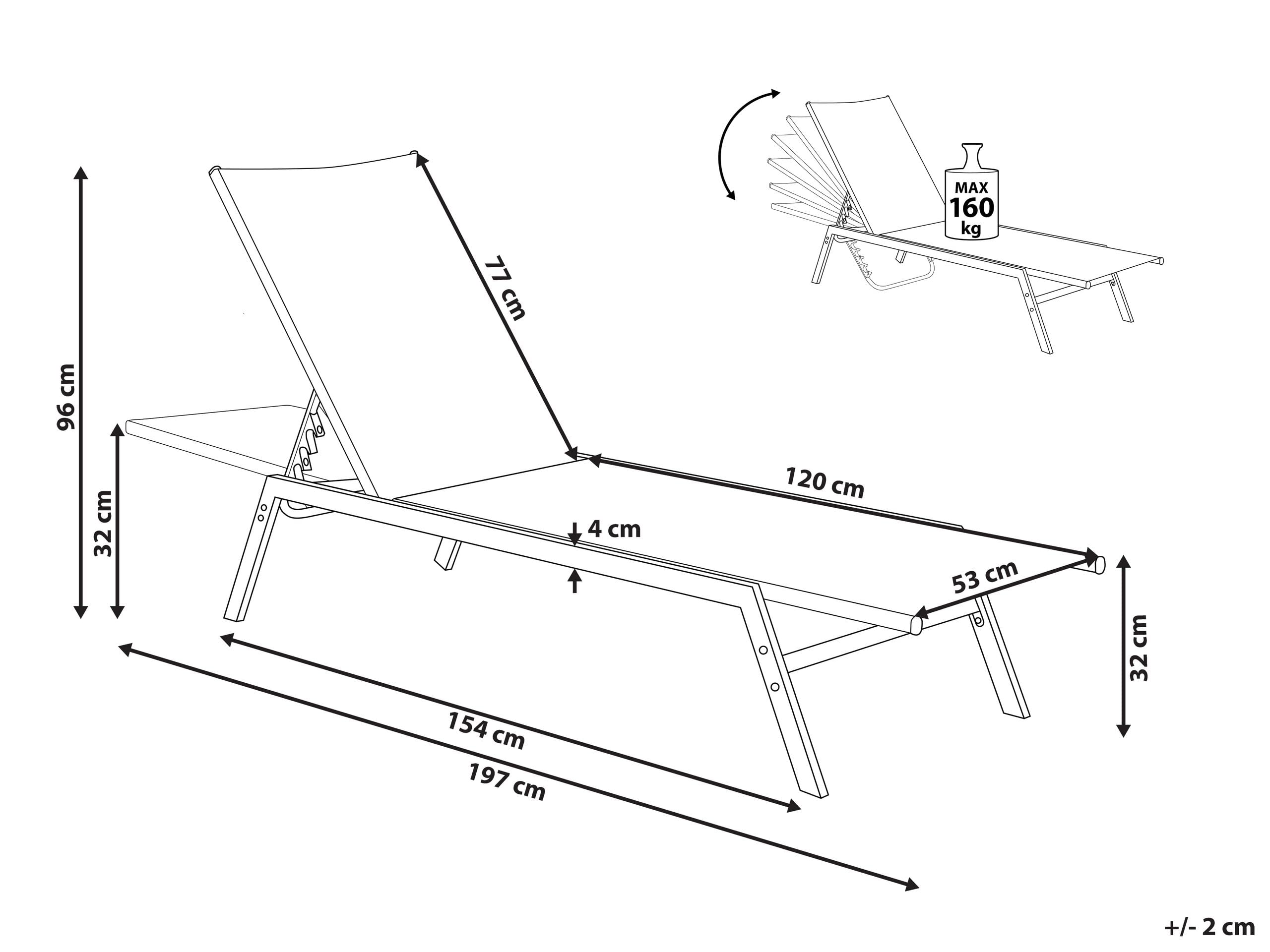 beliani-noli-gartenliege-schwarz-stahl-mesh-verstellbar image 3