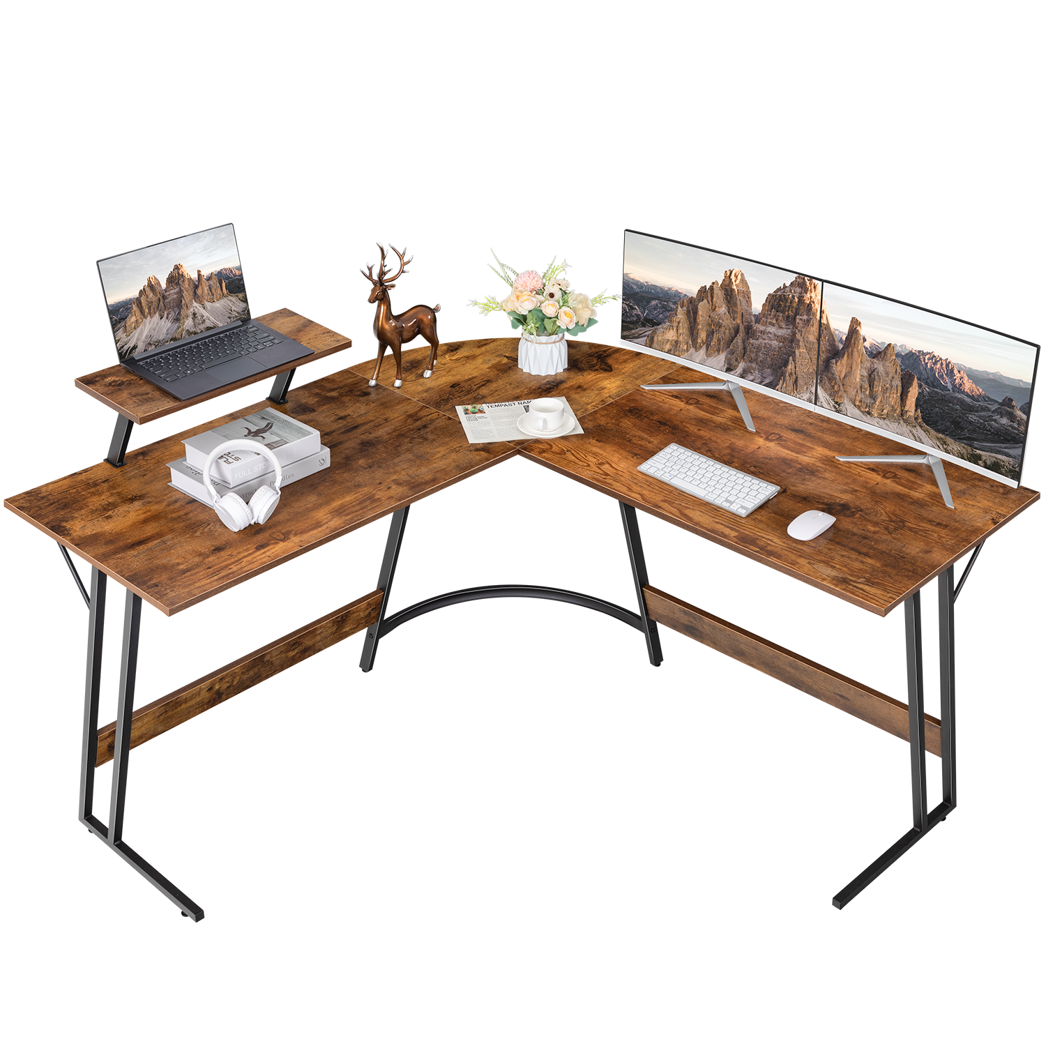 homall-office-desk-eckschreibtisch-wei-l-form-130-cm image 4