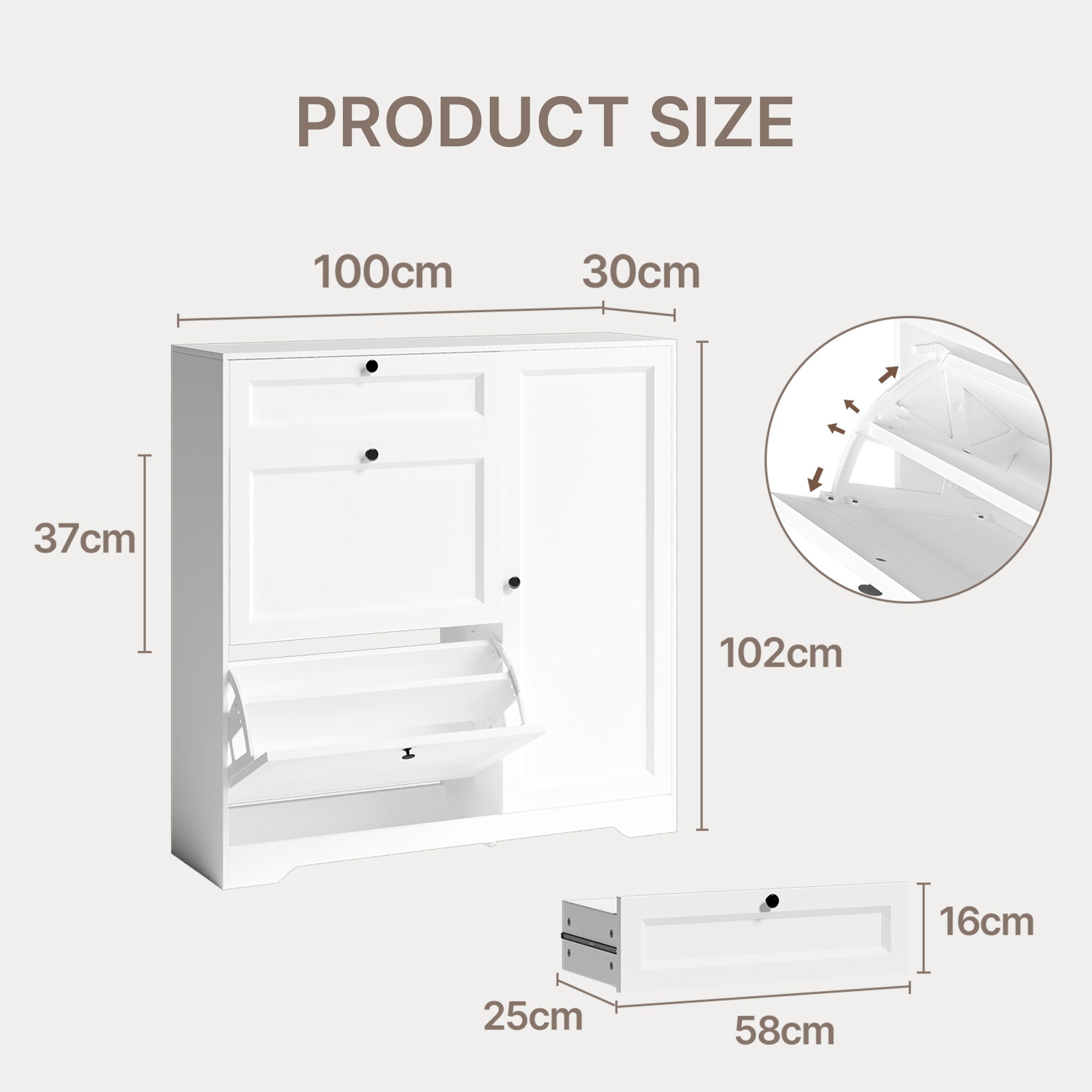 bealife-fs60-schuhschrank-wei-100x30x102-mit-schublade image 3