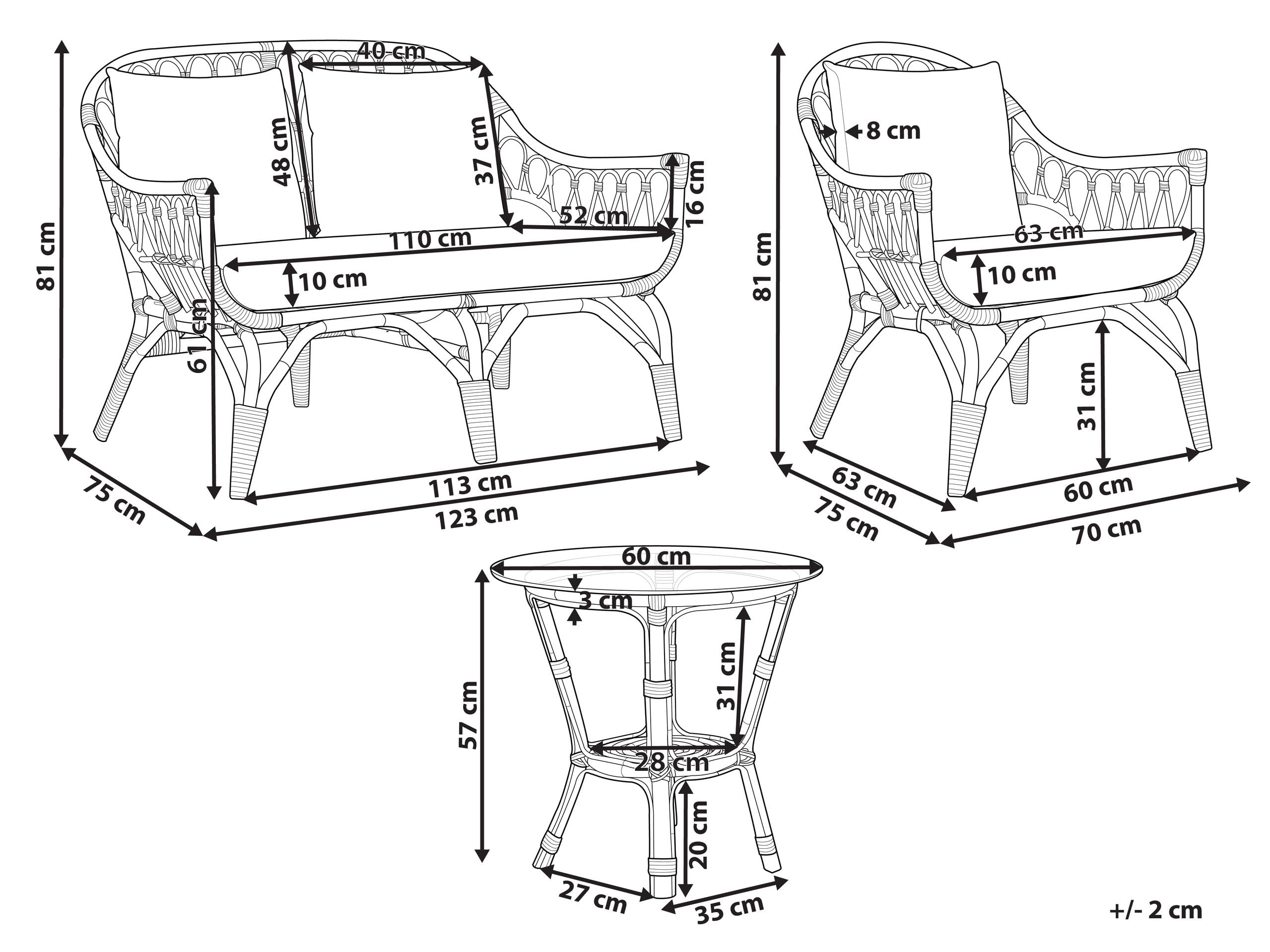 beliani-sibari-lounge-set-rattan-natur-4-sitzer-auflagen-wei image 3
