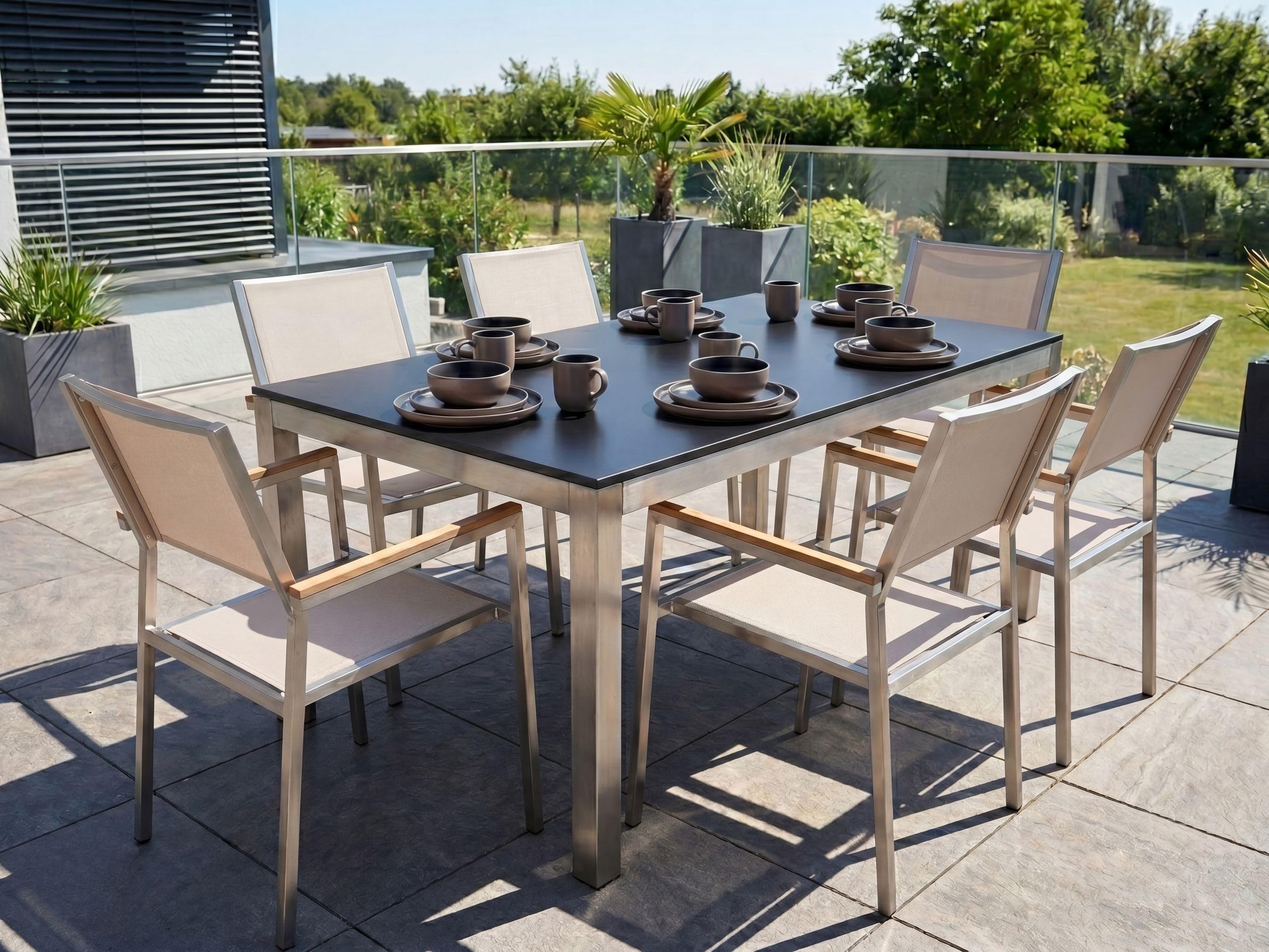 beliani-grosseto-gartenset-6-st-hle-glas-edelstahl-schwarz-beige image 2