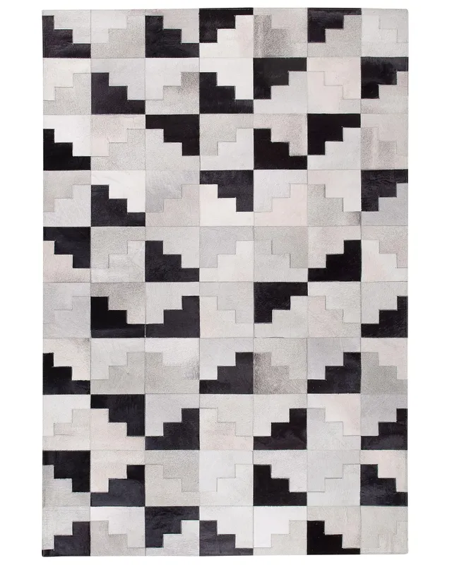 beliani-efirli-teppich-140x200-cm-schwarz-grau-leder-patchwork image 1