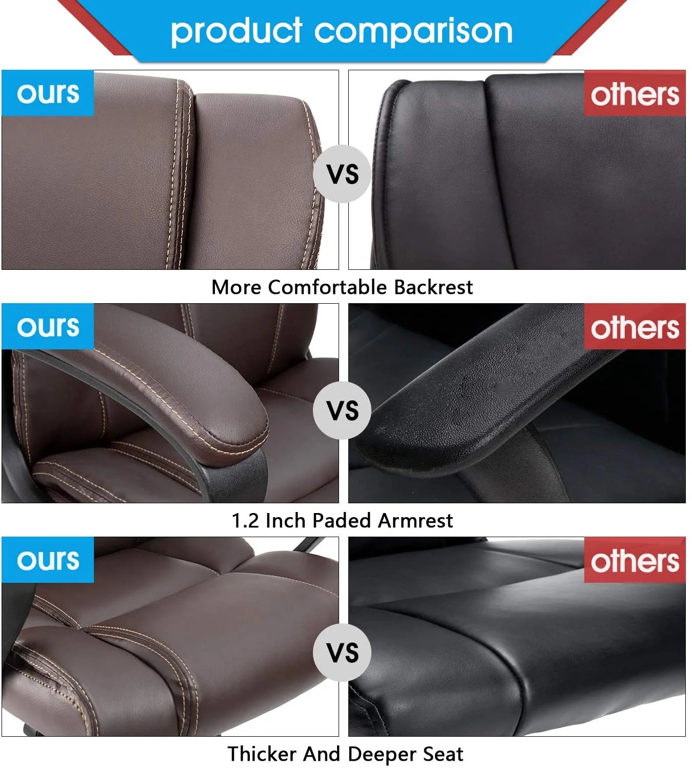 homall-office-leather-chair-b-rostuhl-schwarz-2 image 2