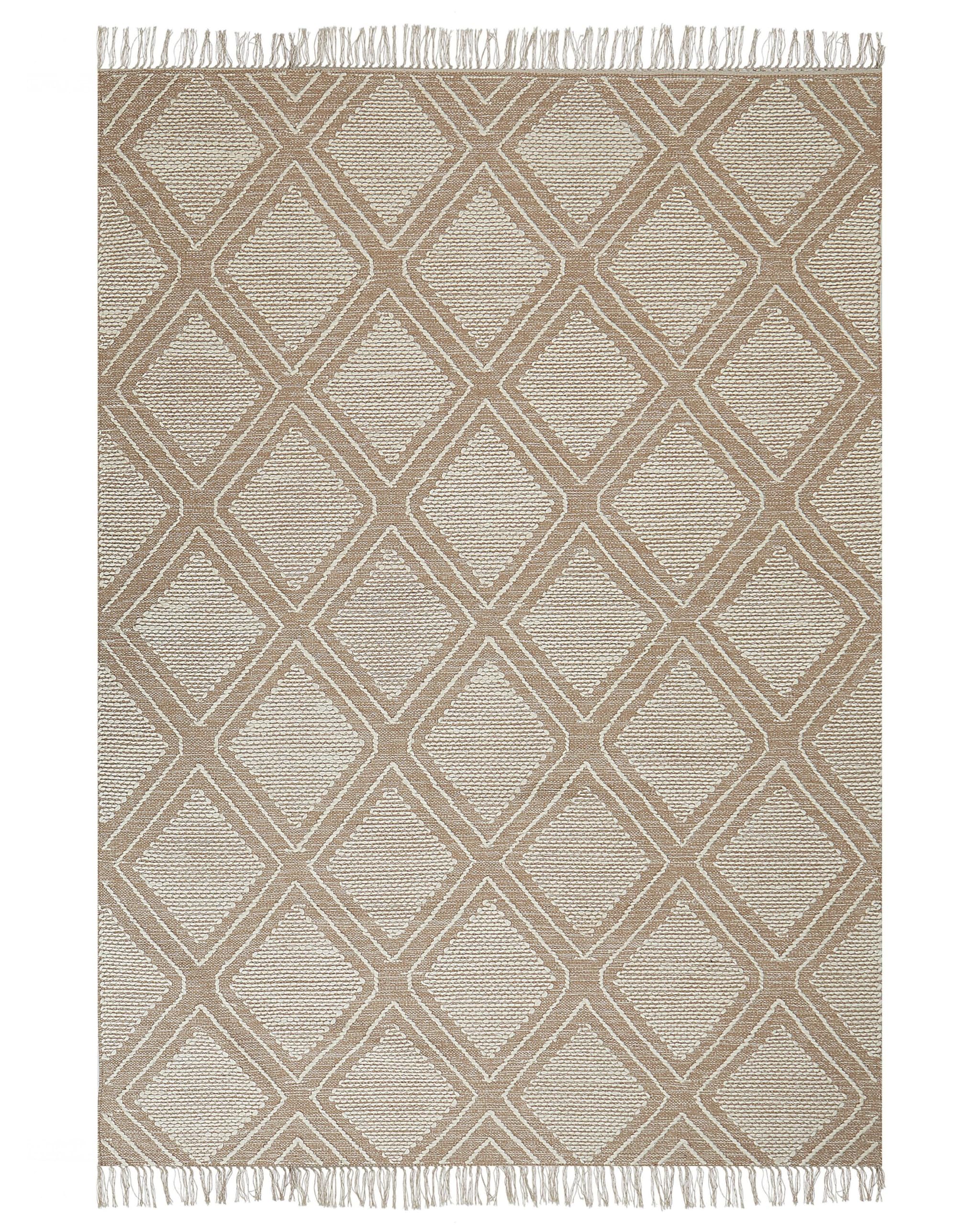 beliani-kacem-teppich-160x230-beige-wei-boho-baumwolle image 1