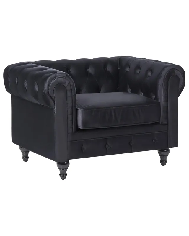 beliani-chesterfield-sessel-samt-schwarz-englisch image 1
