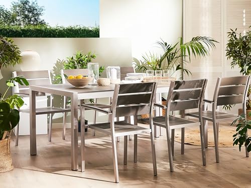 beliani-vernio-gartentisch-aluminium-grau-6-personen-180x90 image 8