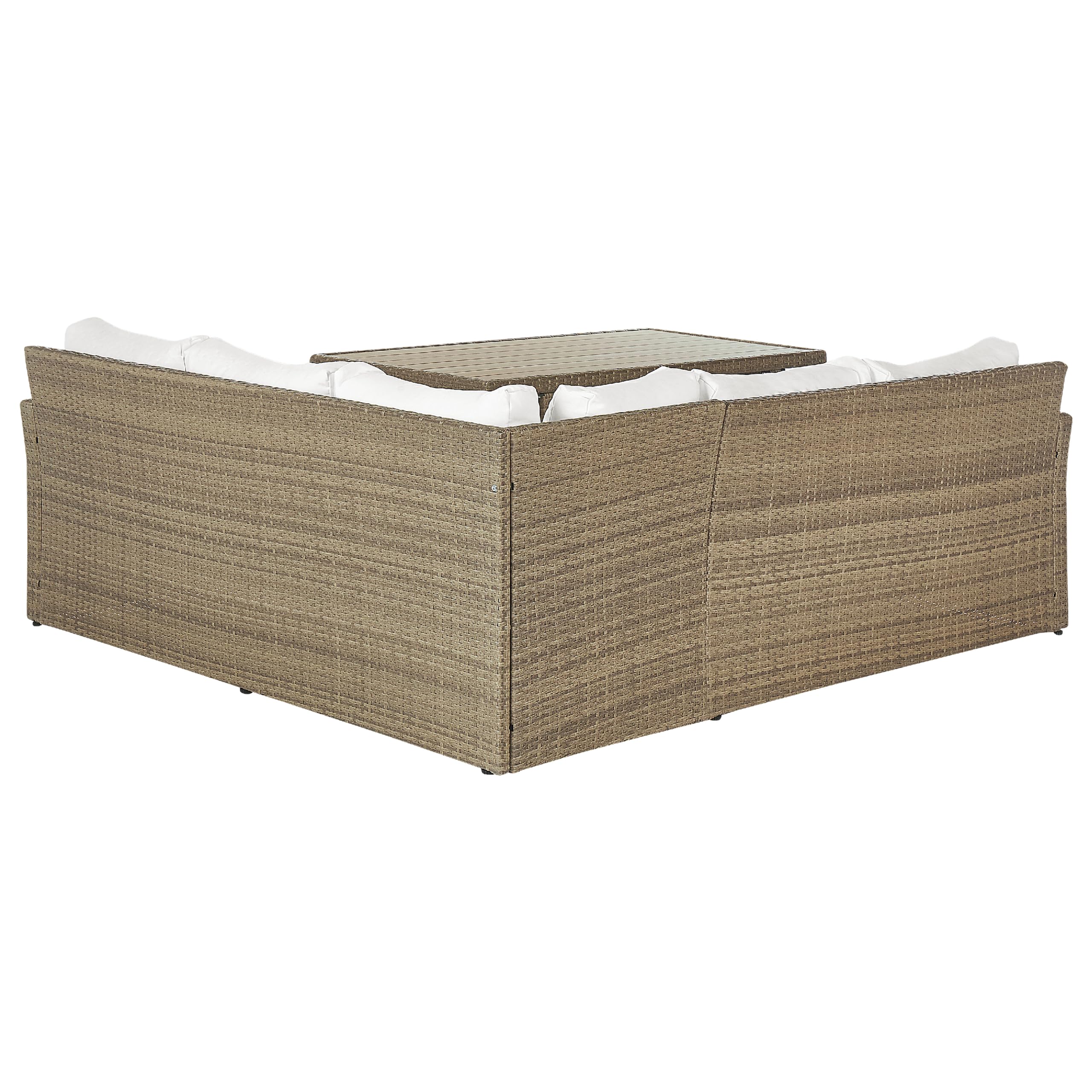 beliani-bardi-lounge-set-5-sitzer-braun-polyrattan-wei-e-kissen image 5