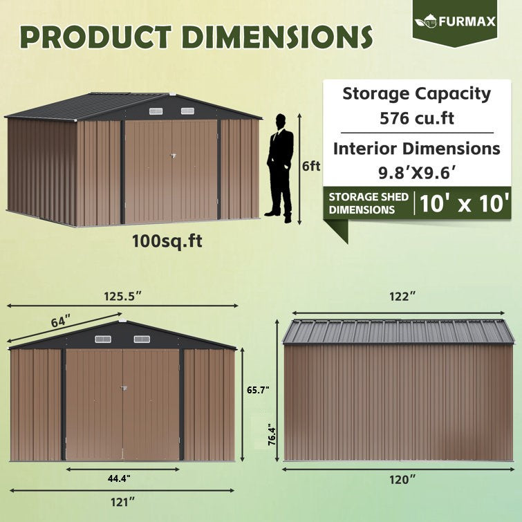 homall-metal-shed-ger-tehaus-metall-braun-10x10-ft image 7