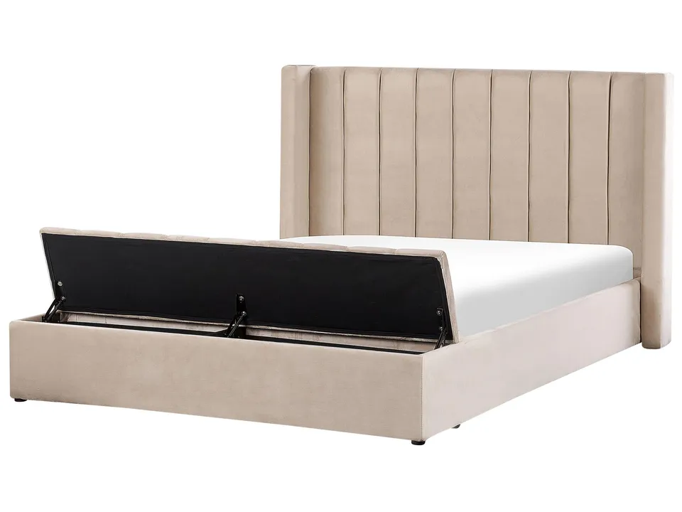 beliani-noyers-samtbett-180-x-200-beige-mit-stauraum image 1