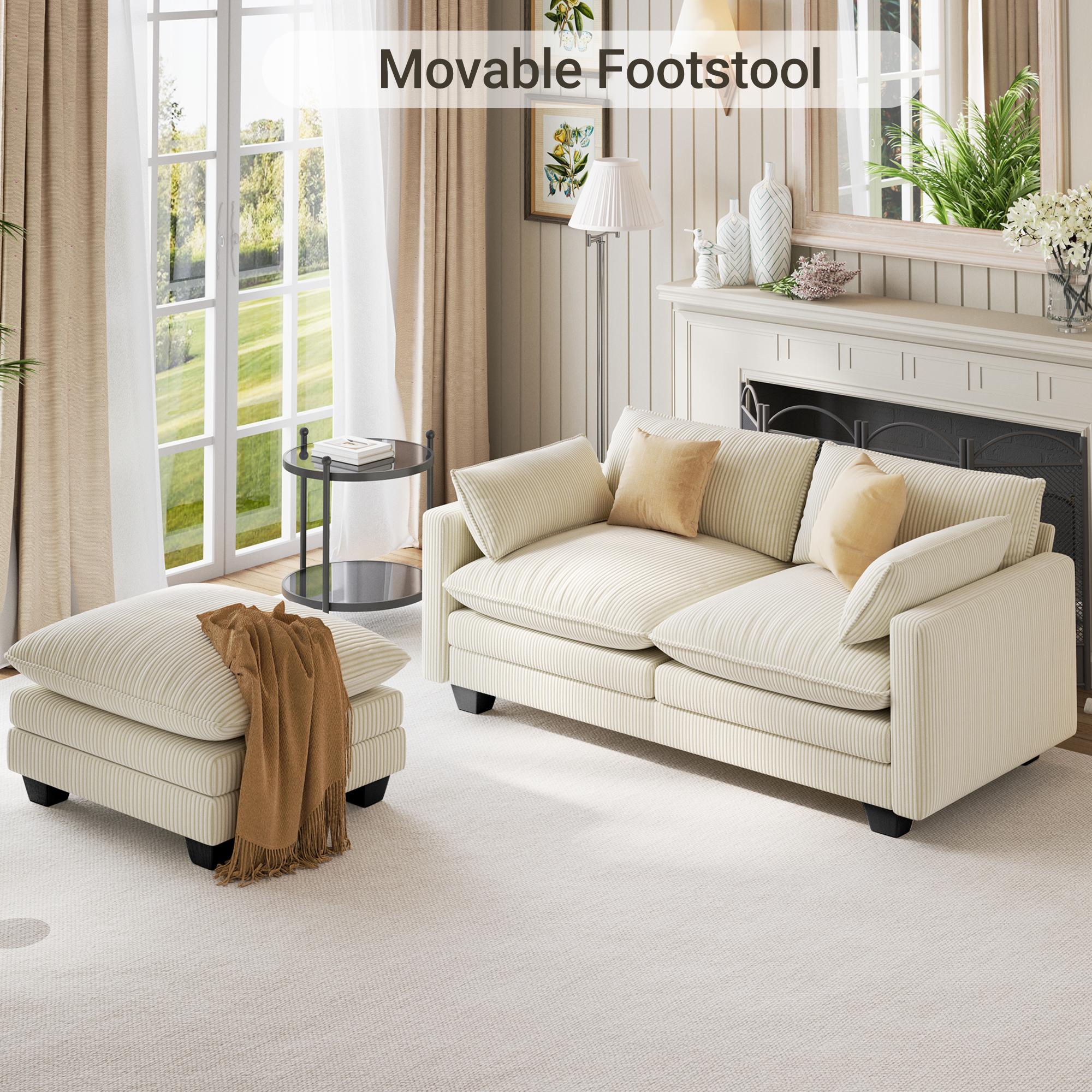 bealife-ar88-sofa-2-sitzer-beige-168cm-cord-mit-ottomane image 8