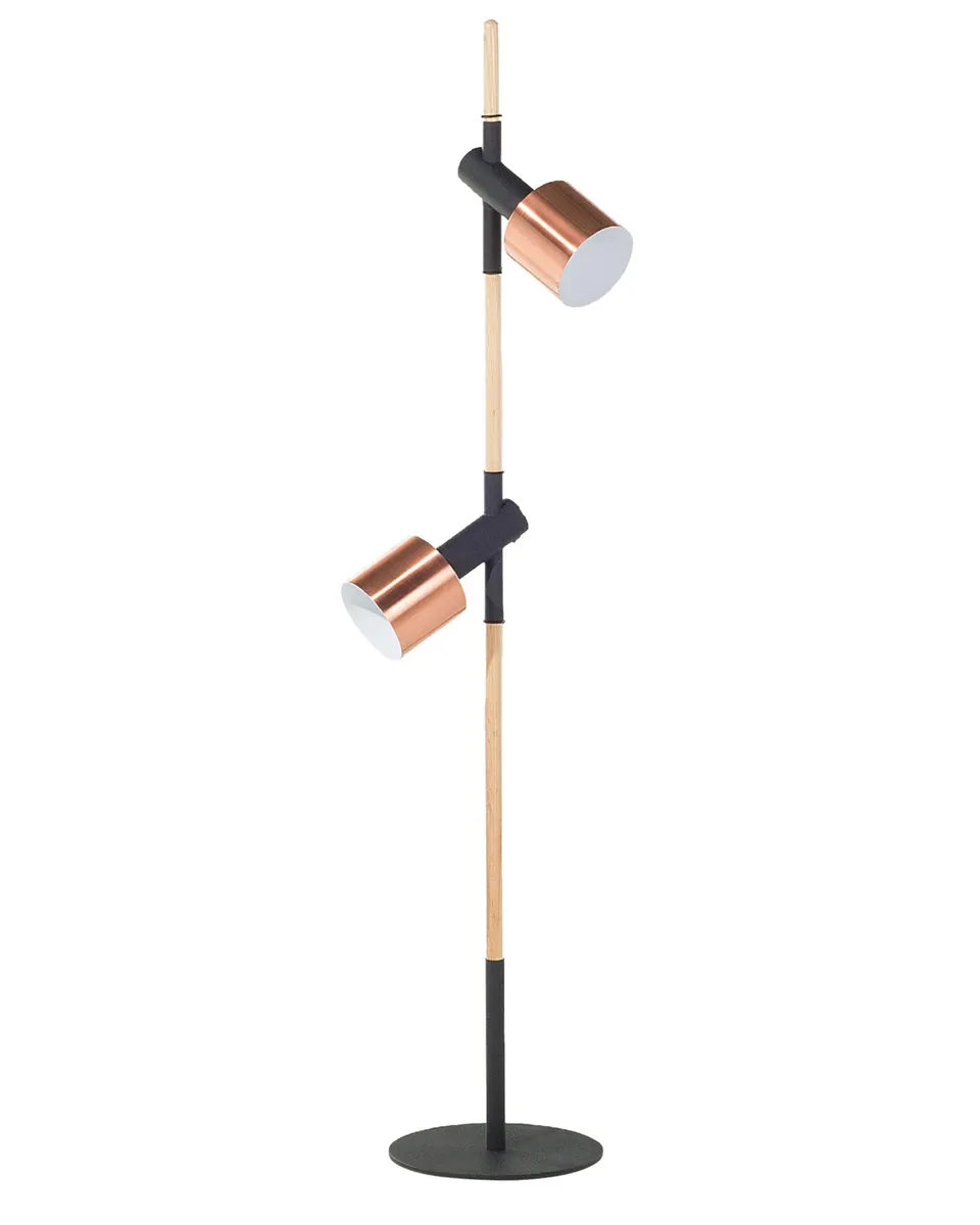 beliani-owens-stehlampe-metall-holz-schwarz-125-cm-2-flammig image 1