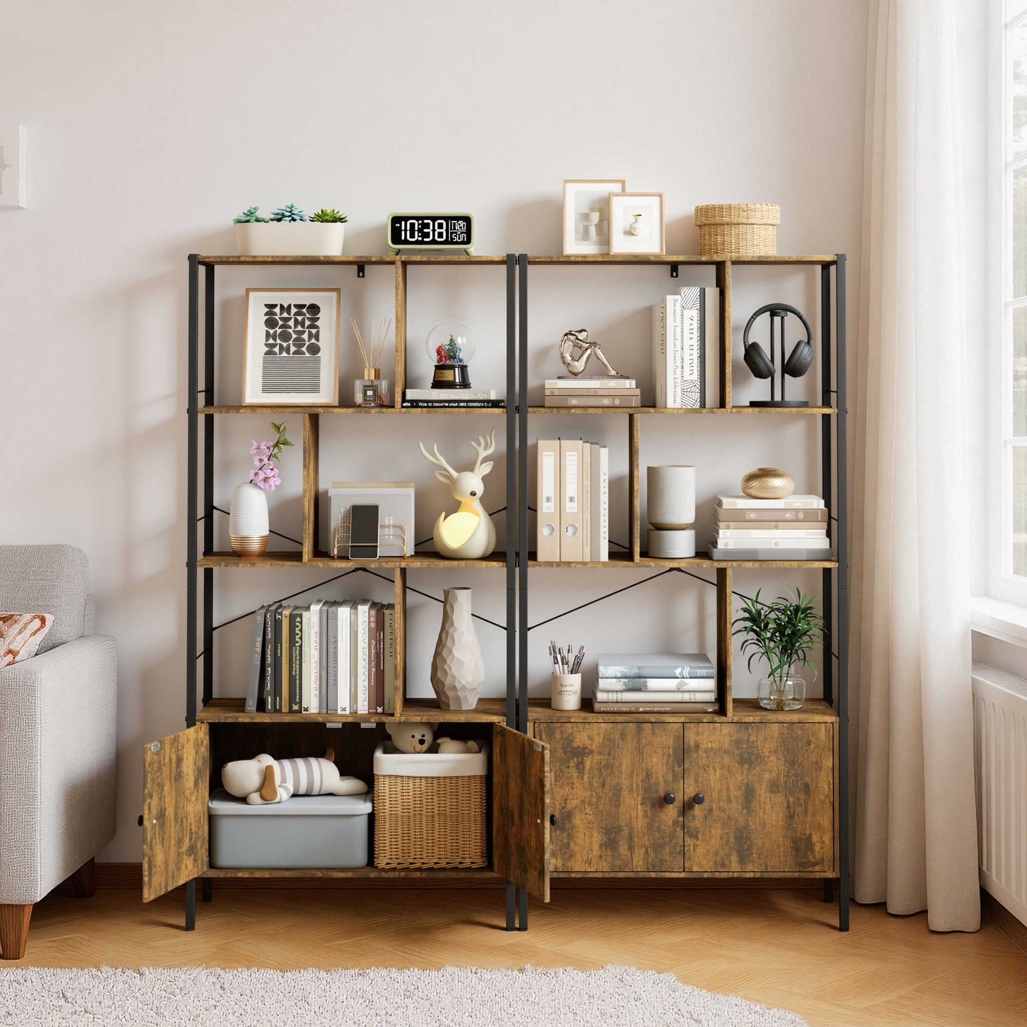 bealife-fs28-b-cherregal-mit-schrank-braun-industrial image 8