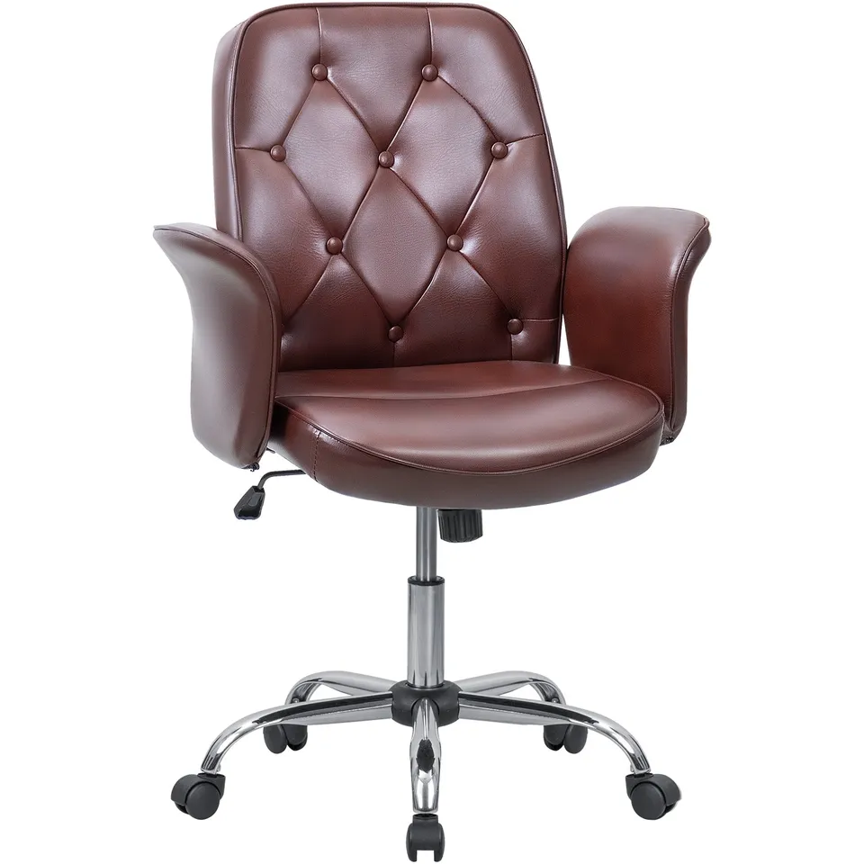 homall-office-leather-chair-b-rostuhl-braun-vintage image 1