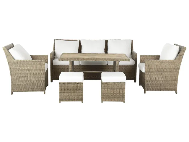 beliani-fonti-lounge-set-5-sitzer-braun-polyrattan-wei-e-kissen image 1