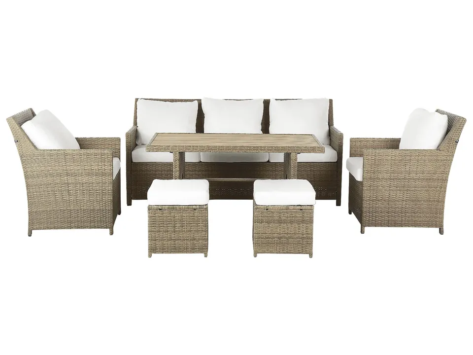 beliani-fonti-lounge-set-5-sitzer-braun-polyrattan-wei-e-kissen image 1