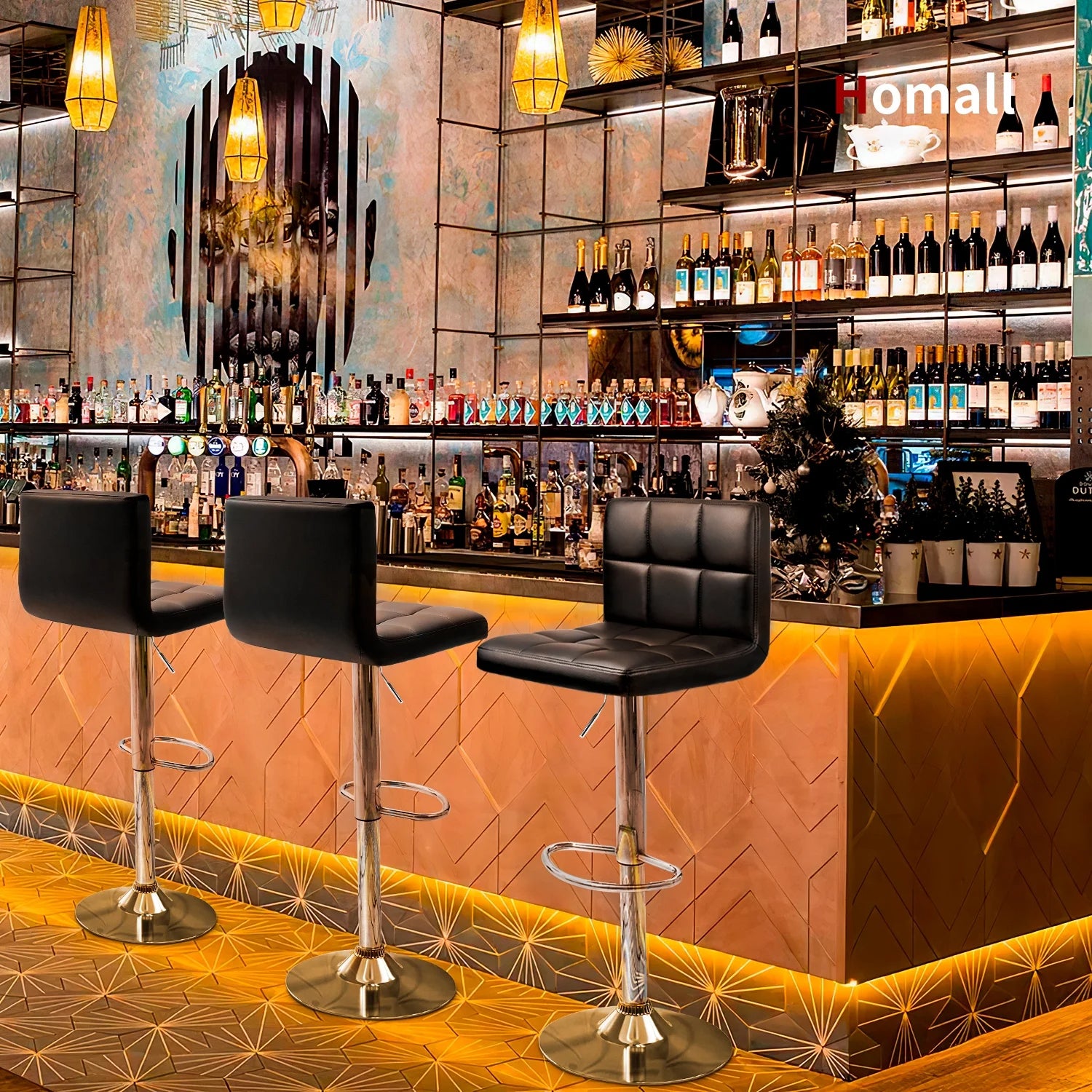 homall-bar-stool-barhocker-leder-2er-set-schwarz-h-henverstellbar image 7