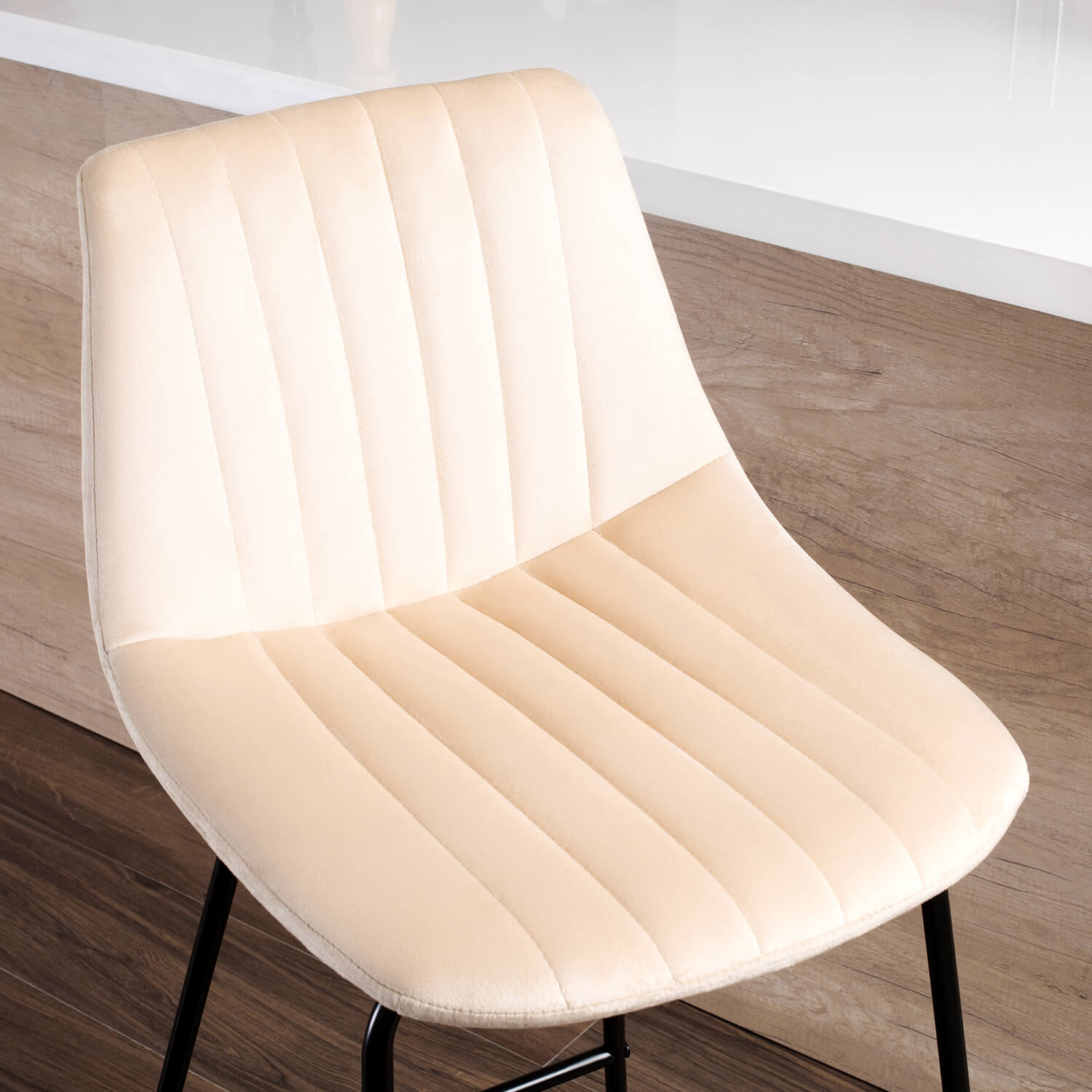 homall-bar-stool-barhocker-76cm-beige-samt-2er-set image 5