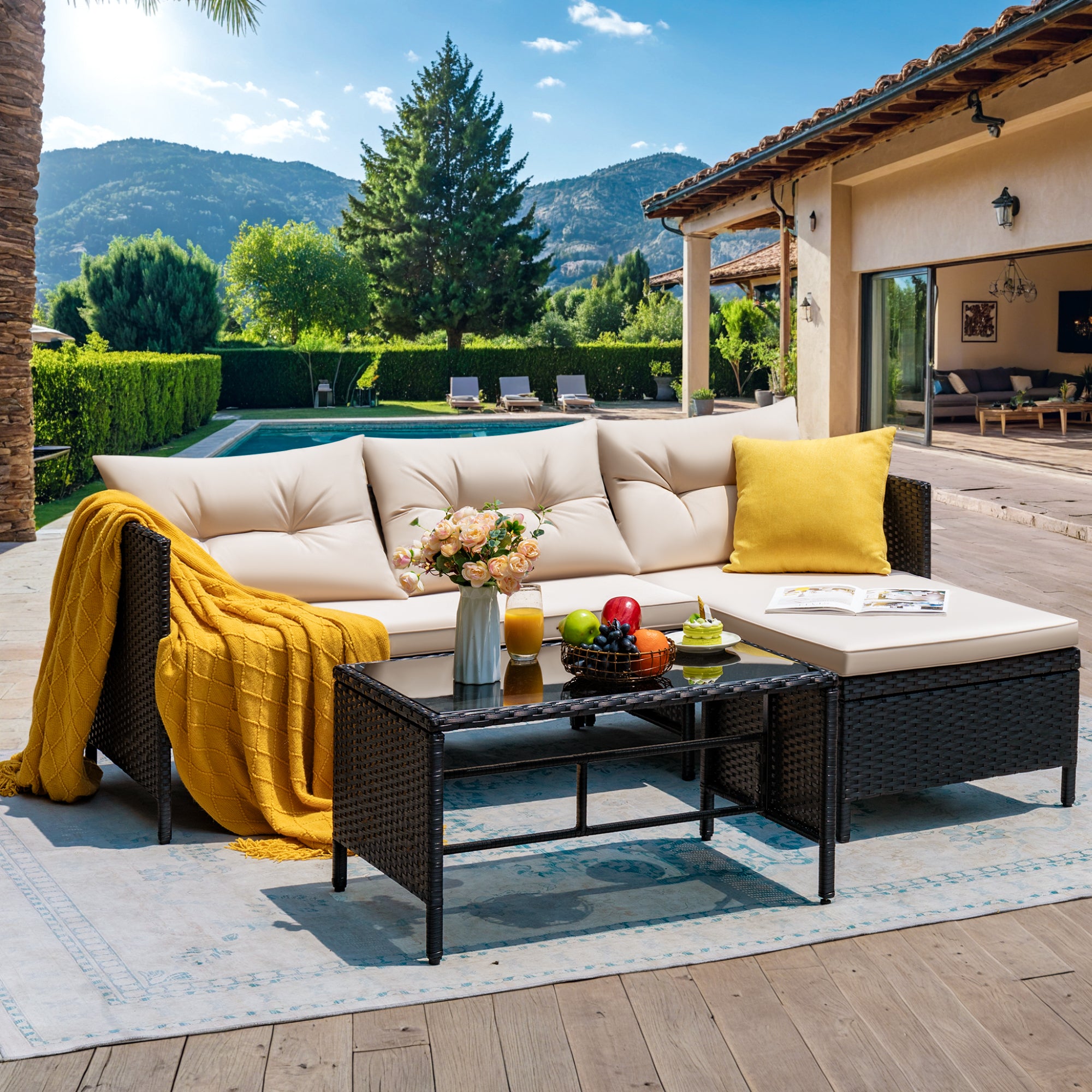 homall-patio-rattan-lounge-sofa-l-form-schwarz-beige-tisch image 5