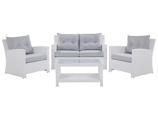 beliani-san-marino-loungeset-rattan-wei-4-personen image 1