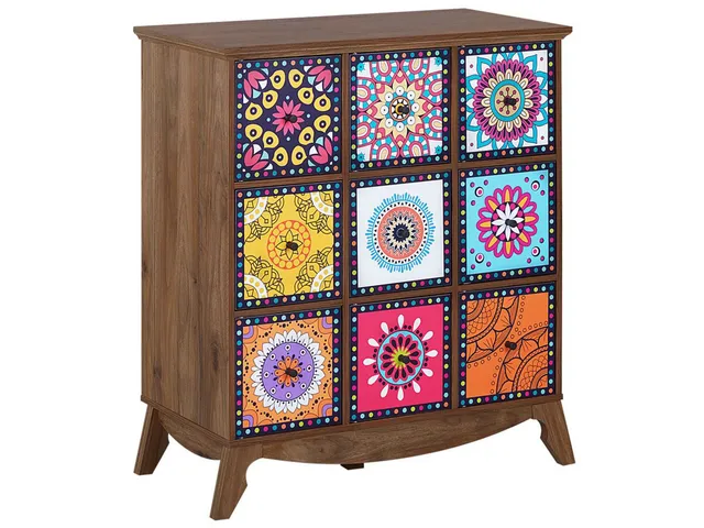 beliani-kuma-kommode-holzwerkstoff-bunt-marokkanisch-9-f-cher image 1