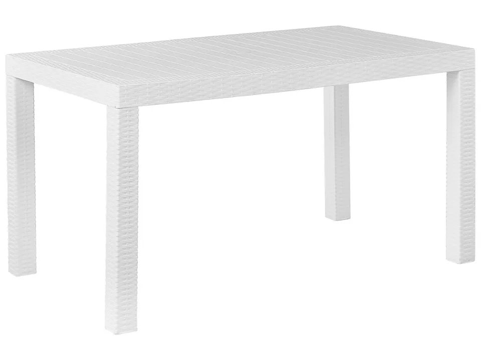 beliani-fossano-gartentisch-wei-140x80-rattanoptik image 1