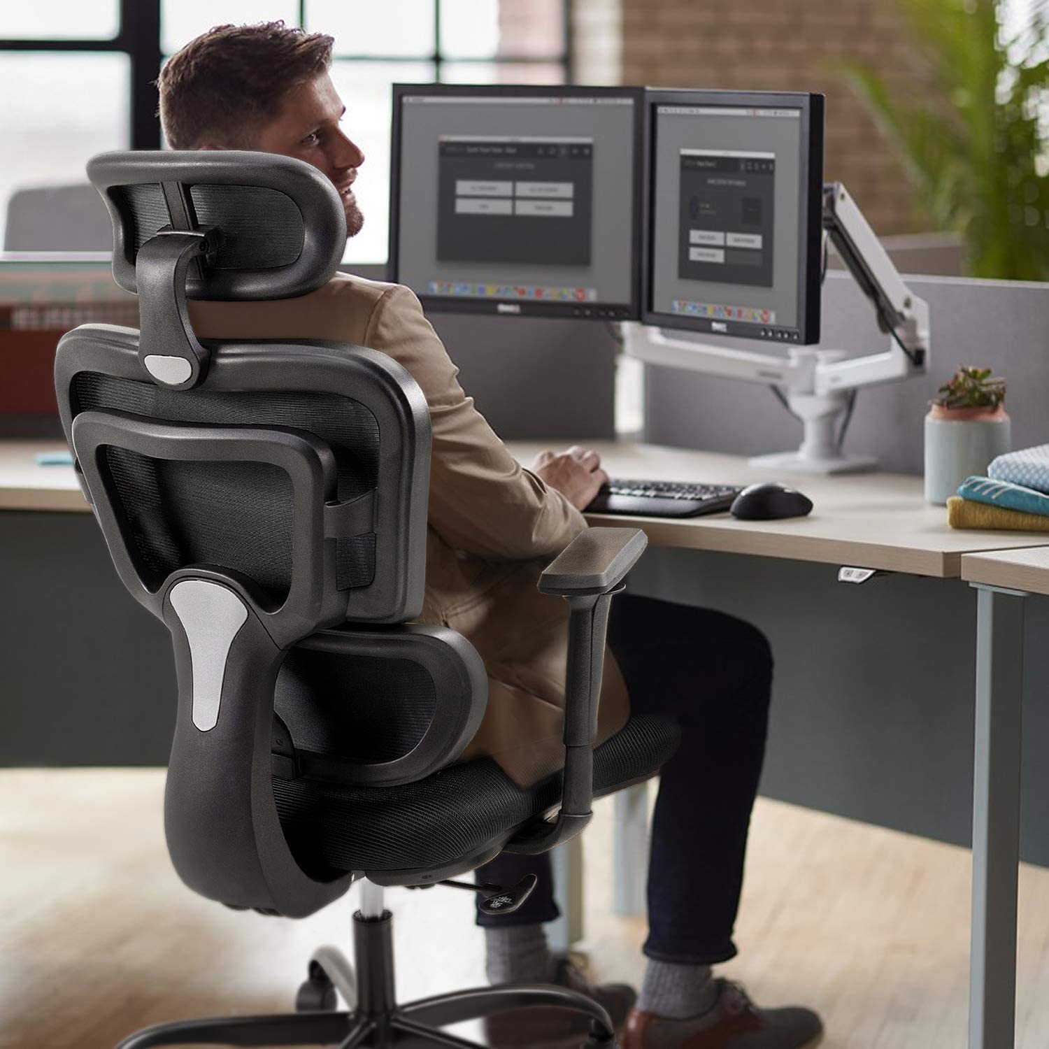 homall-office-mesh-chair-b-rostuhl-hoch-schwarz-mit-kopfst-tze image 5