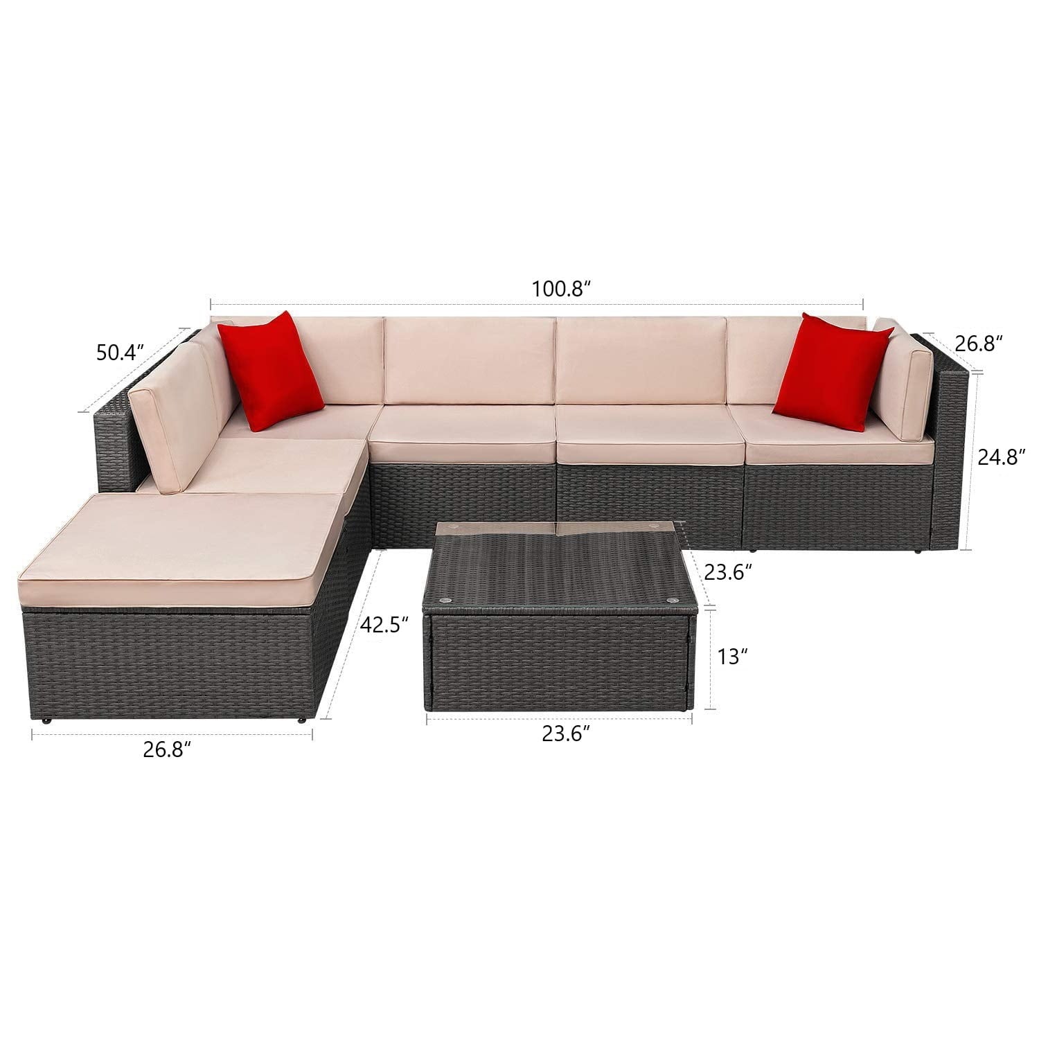 homall-patio-furniture-rattan-lounge-set-7-teilig-beige image 5