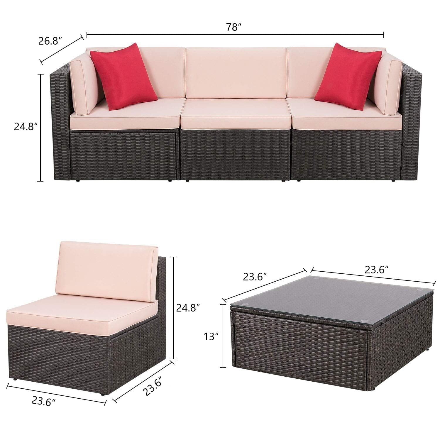 homall-patio-furniture-rattan-lounge-set-4-teilig-beige-mit-tisch image 2