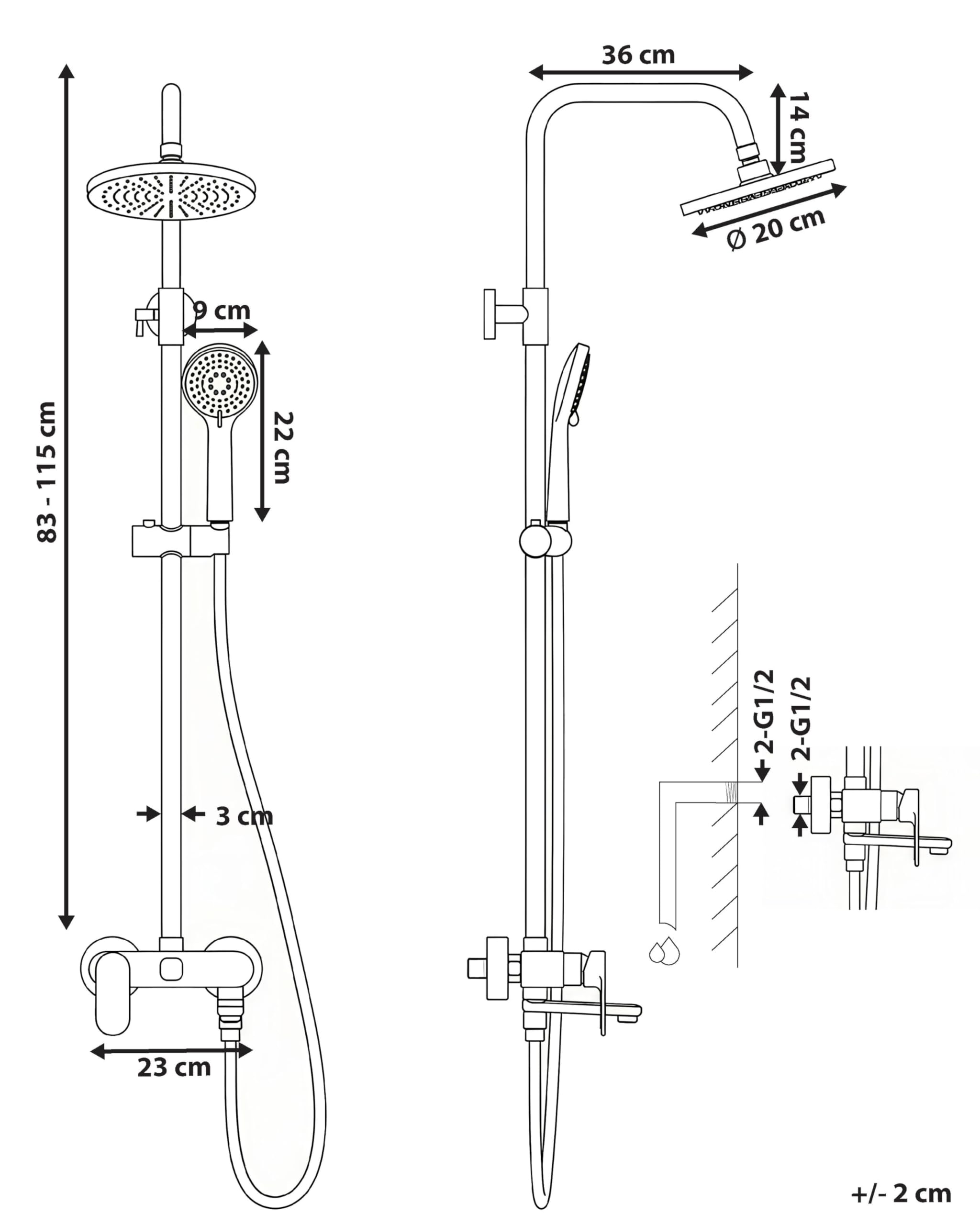 beliani-gurara-duschsystem-kopf-handbrause-schwarz-matt image 3