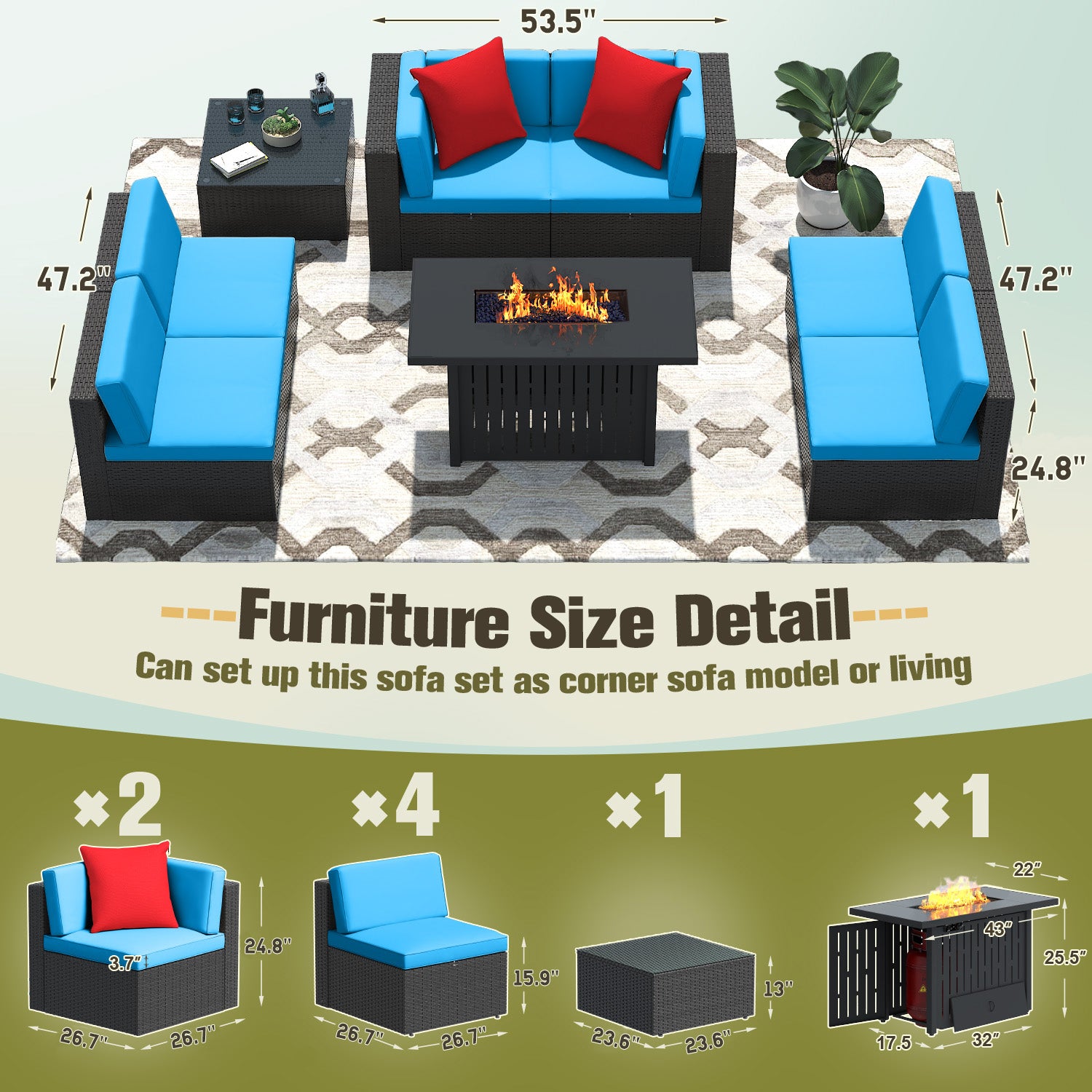 homall-patio-furniture-rattan-lounge-set-8-tlg-feuertisch-beige image 2