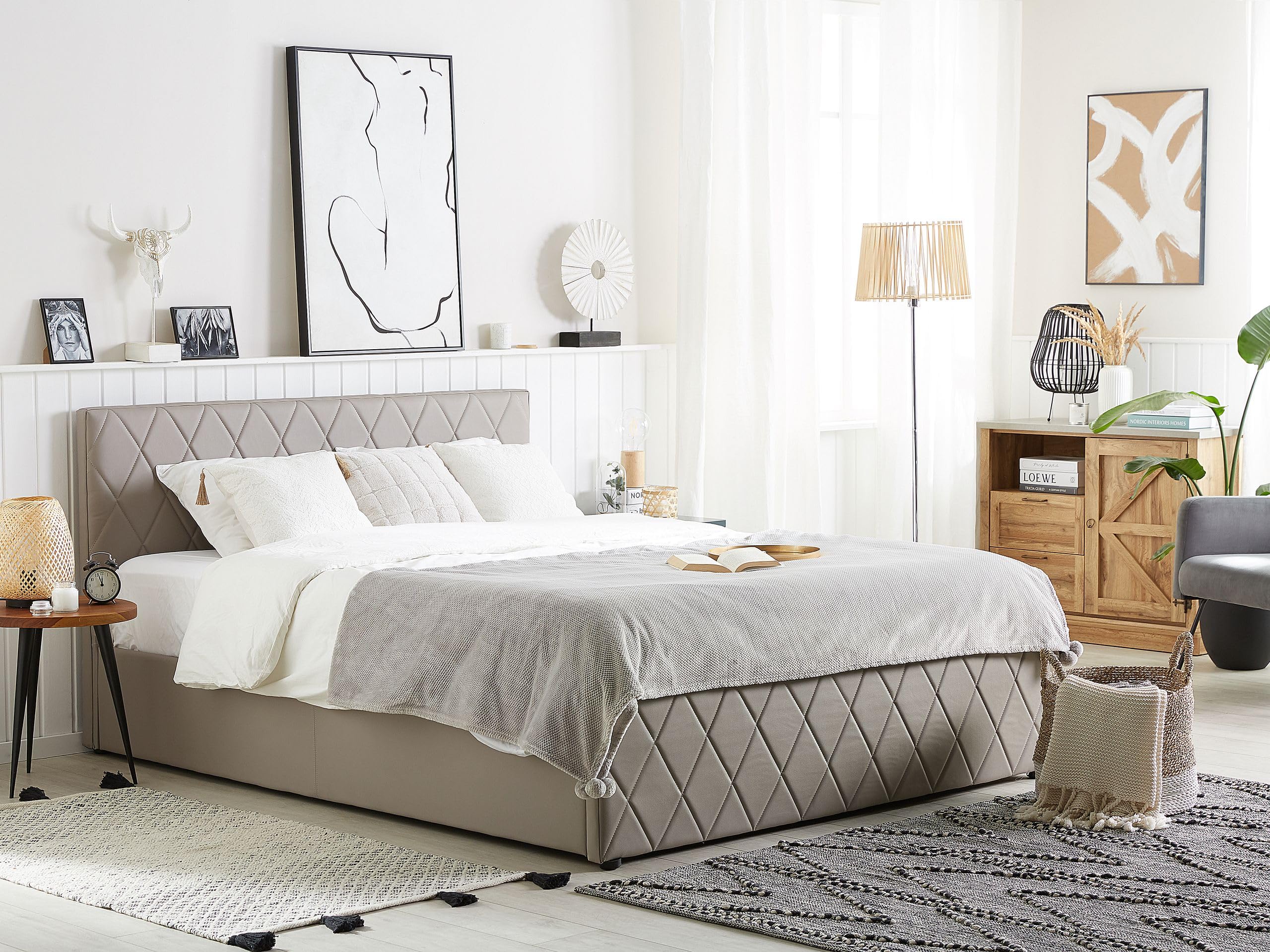 beliani-rochefort-doppelbett-160x200-bettkasten-grau-kunstleder image 2