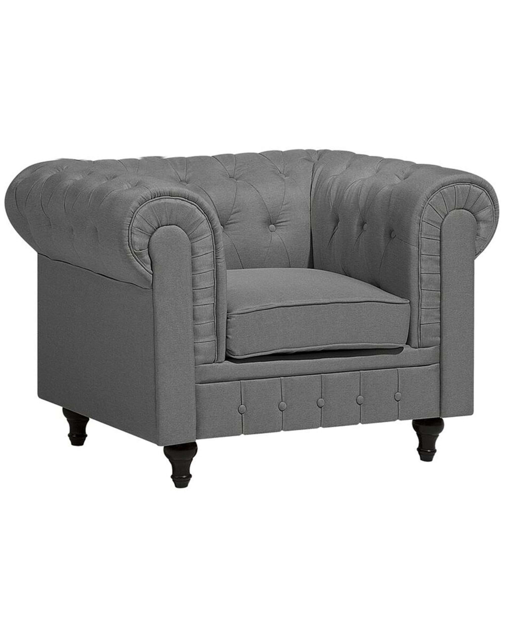 beliani-chesterfield-sessel-hellgrau-stoff-englischer-stil image 1